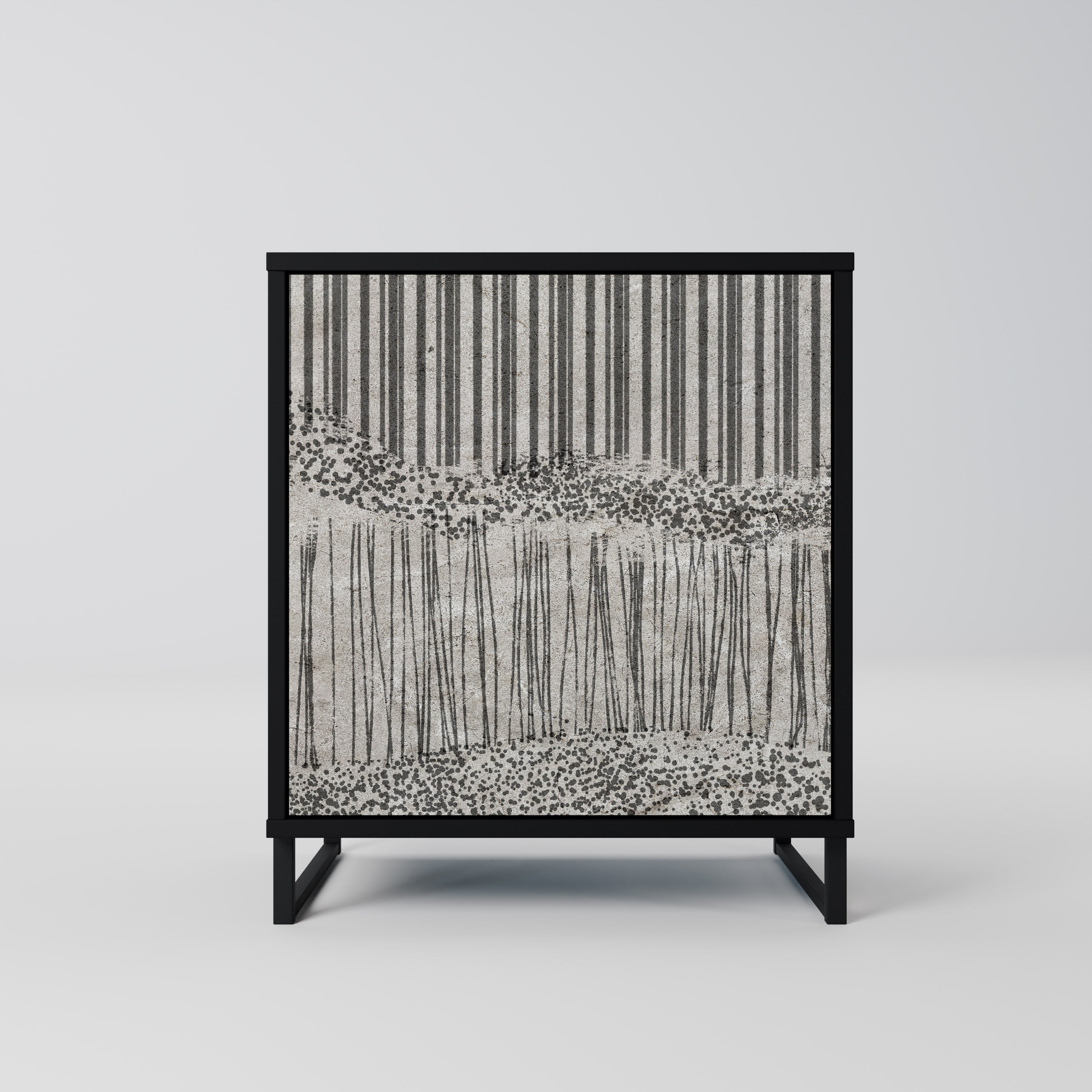 GRAIN LINES Aparador de 1 Porta em Acabamento Preto