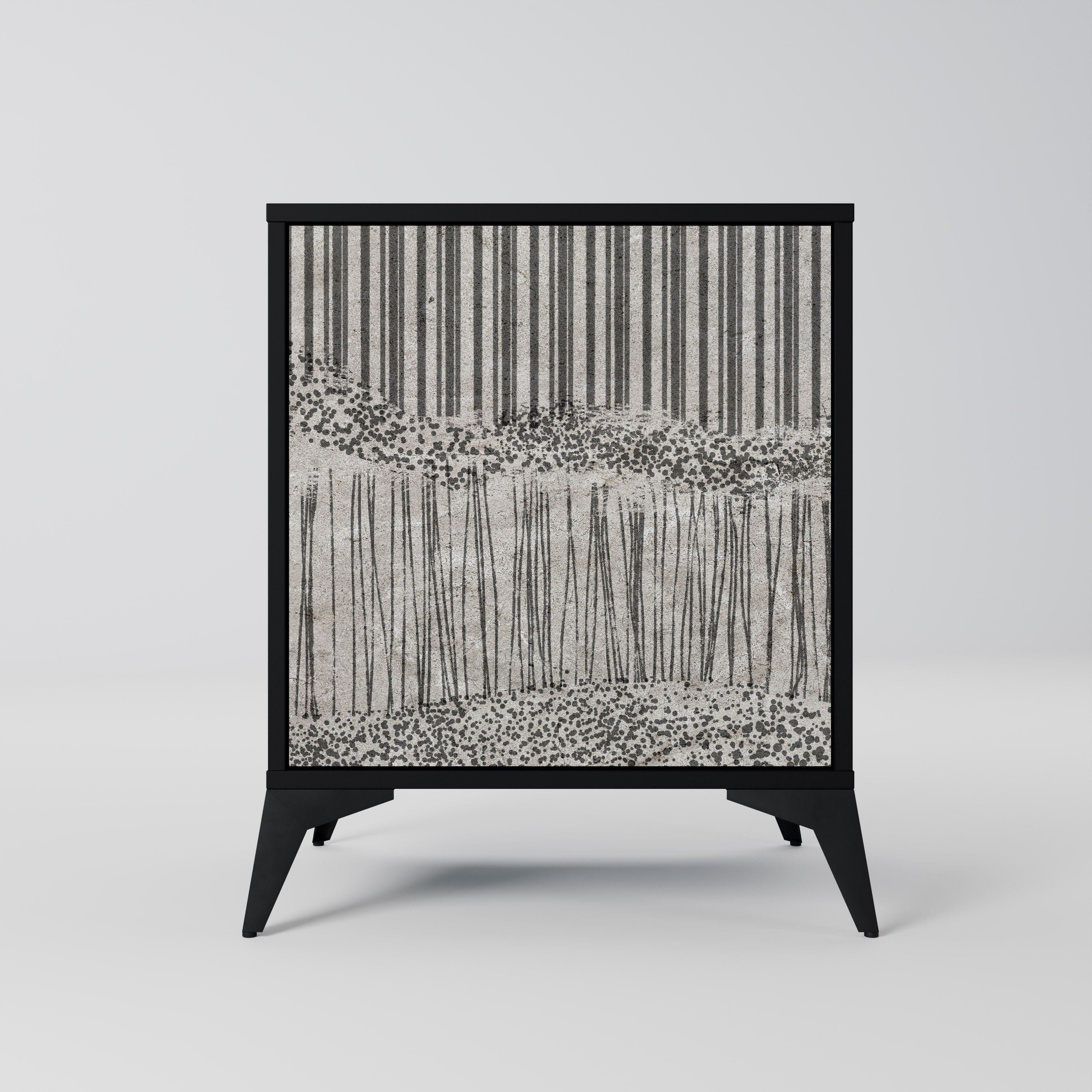 GRAIN LINES Aparador de 1 Porta em Acabamento Preto