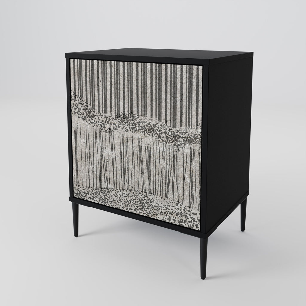 GRAIN LINES Aparador de 1 Porta em Acabamento Preto