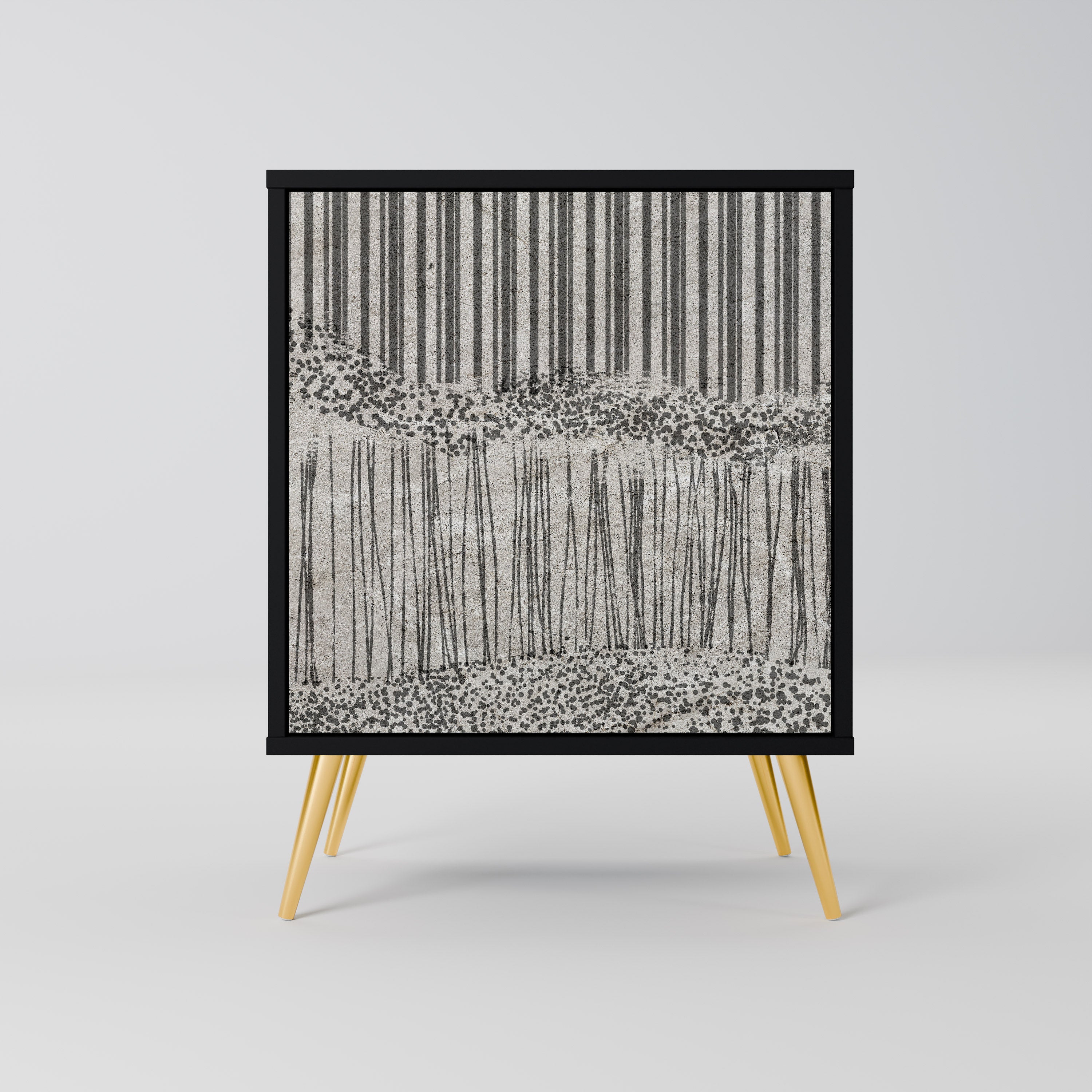 GRAIN LINES Aparador de 1 Porta em Acabamento Preto