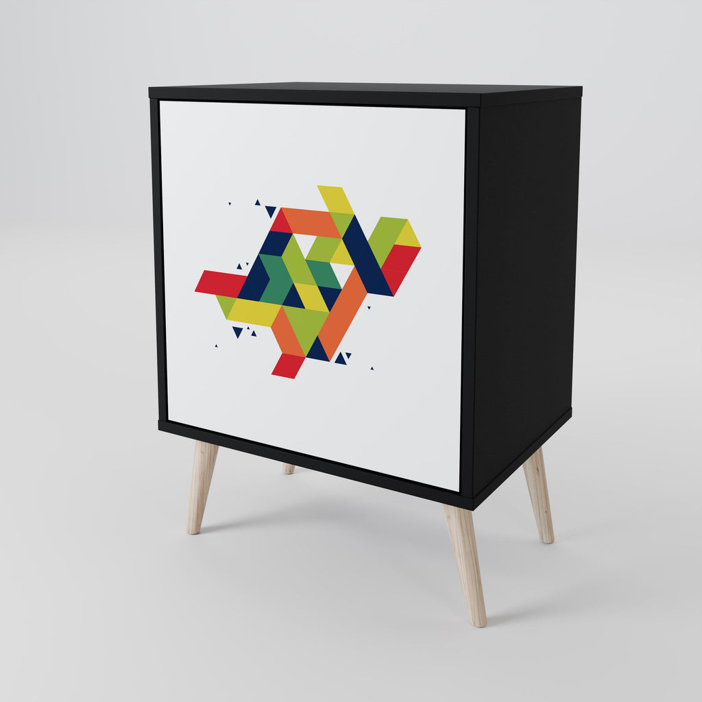 FUTURE SIGN Aparador de 1 Porta em Acabamento Preto