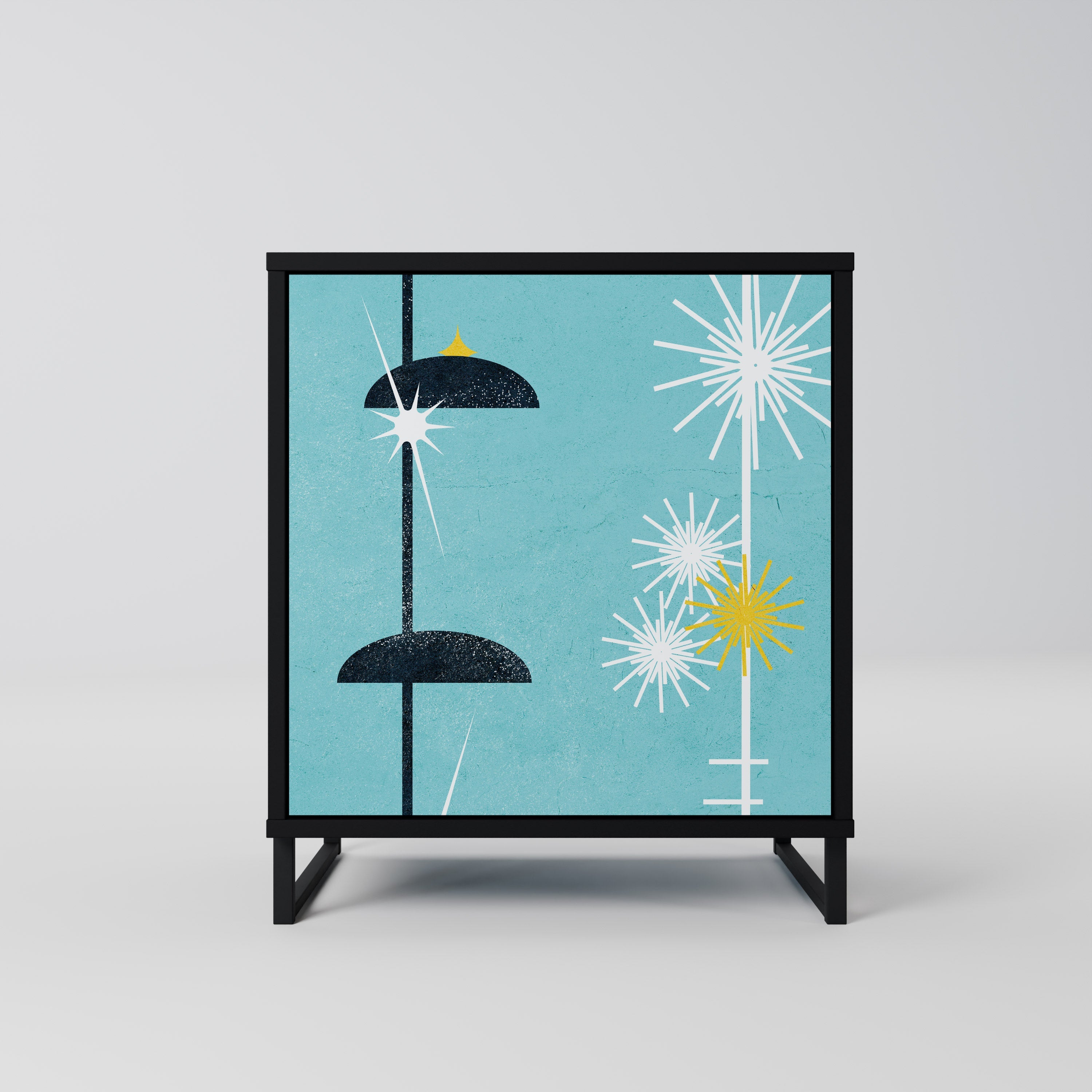 PATHS TO HAPPINESS Aparador de 1 Porta em Acabamento Preto