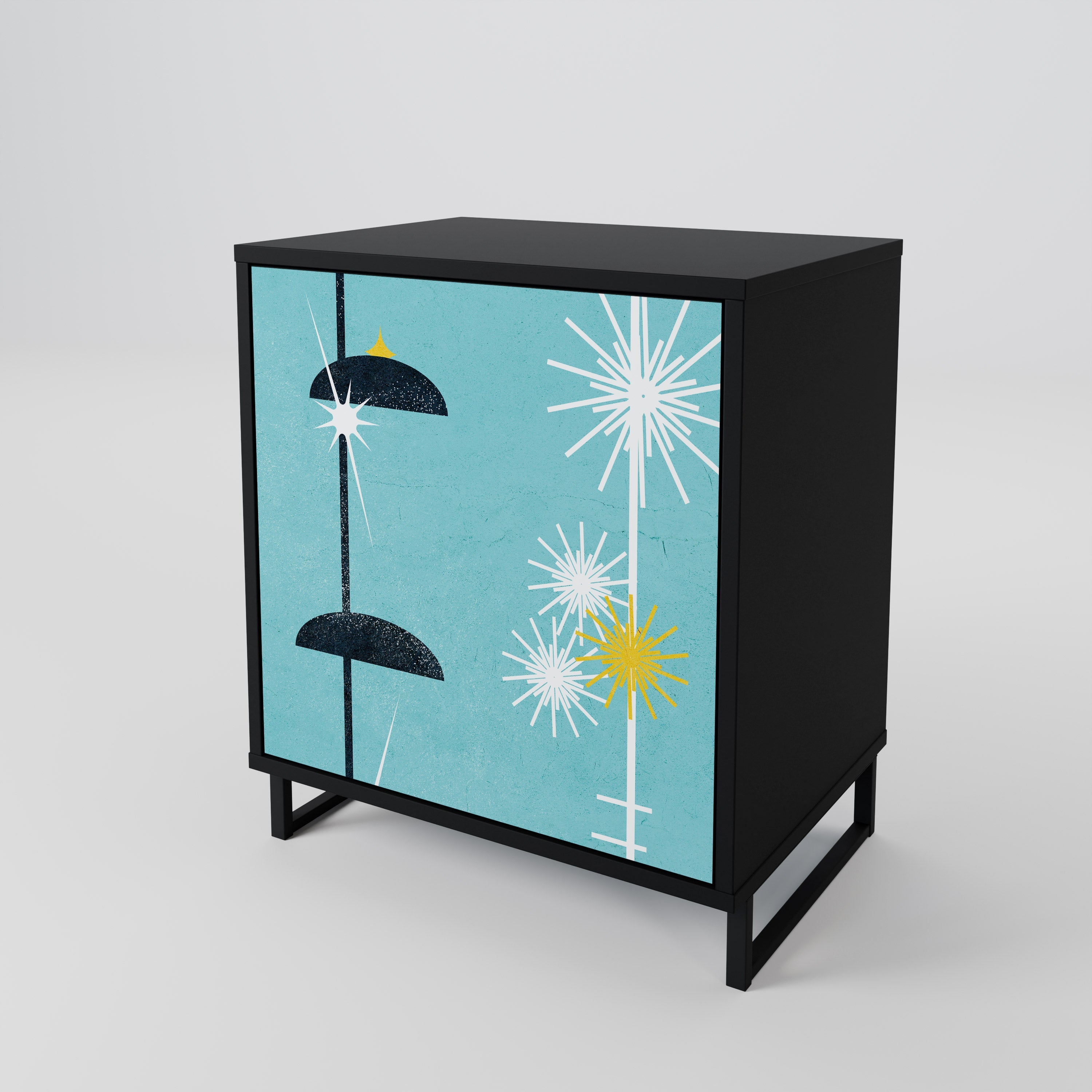 PATHS TO HAPPINESS Aparador de 1 Porta em Acabamento Preto