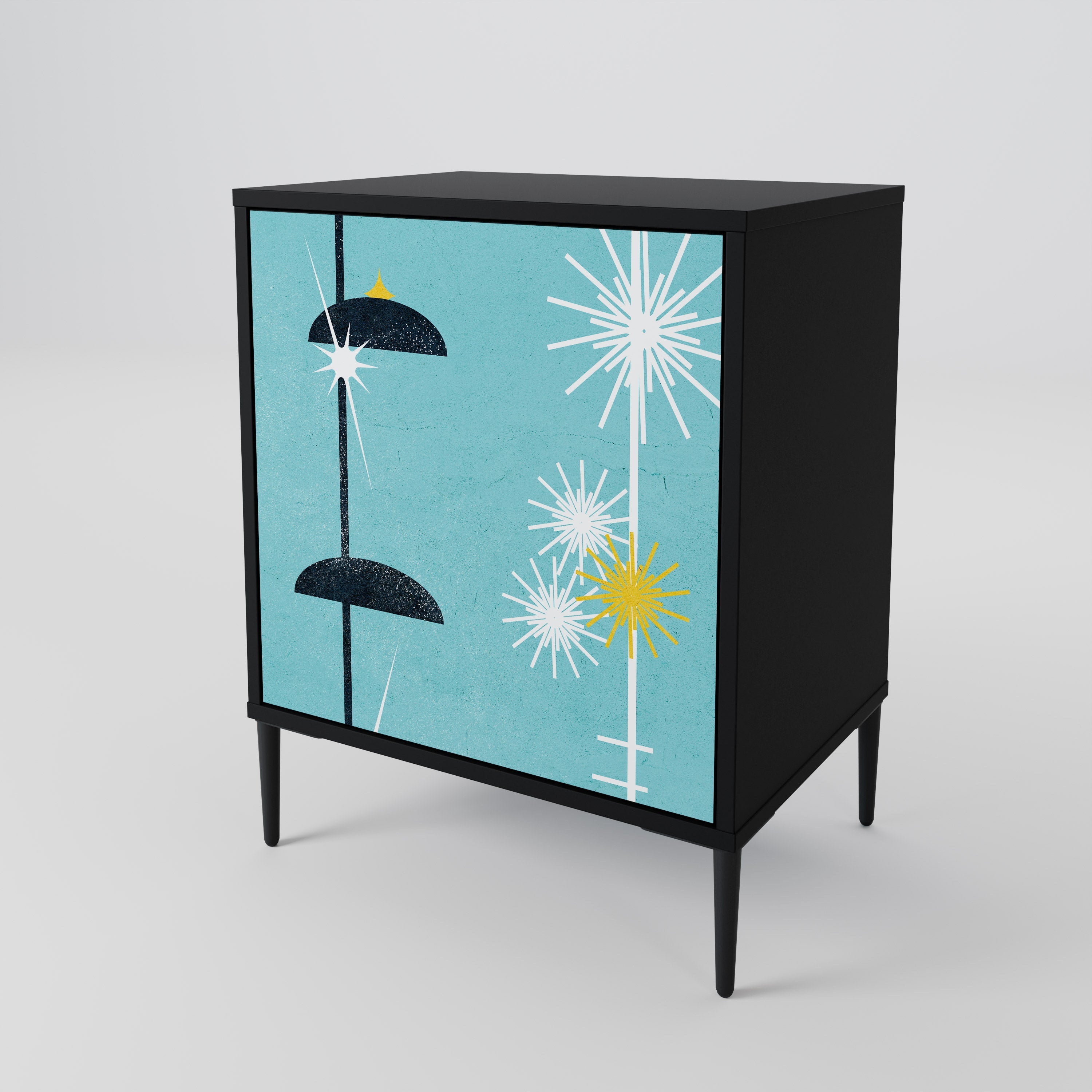 PATHS TO HAPPINESS Aparador de 1 Porta em Acabamento Preto