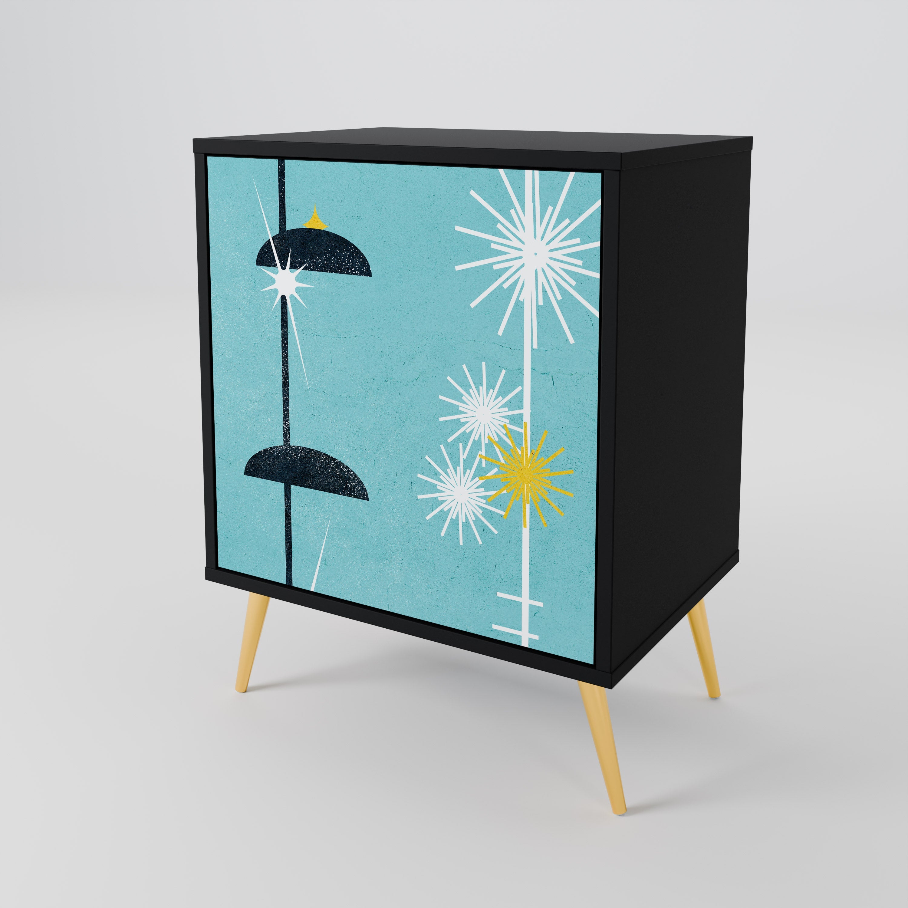 PATHS TO HAPPINESS Aparador de 1 Porta em Acabamento Preto