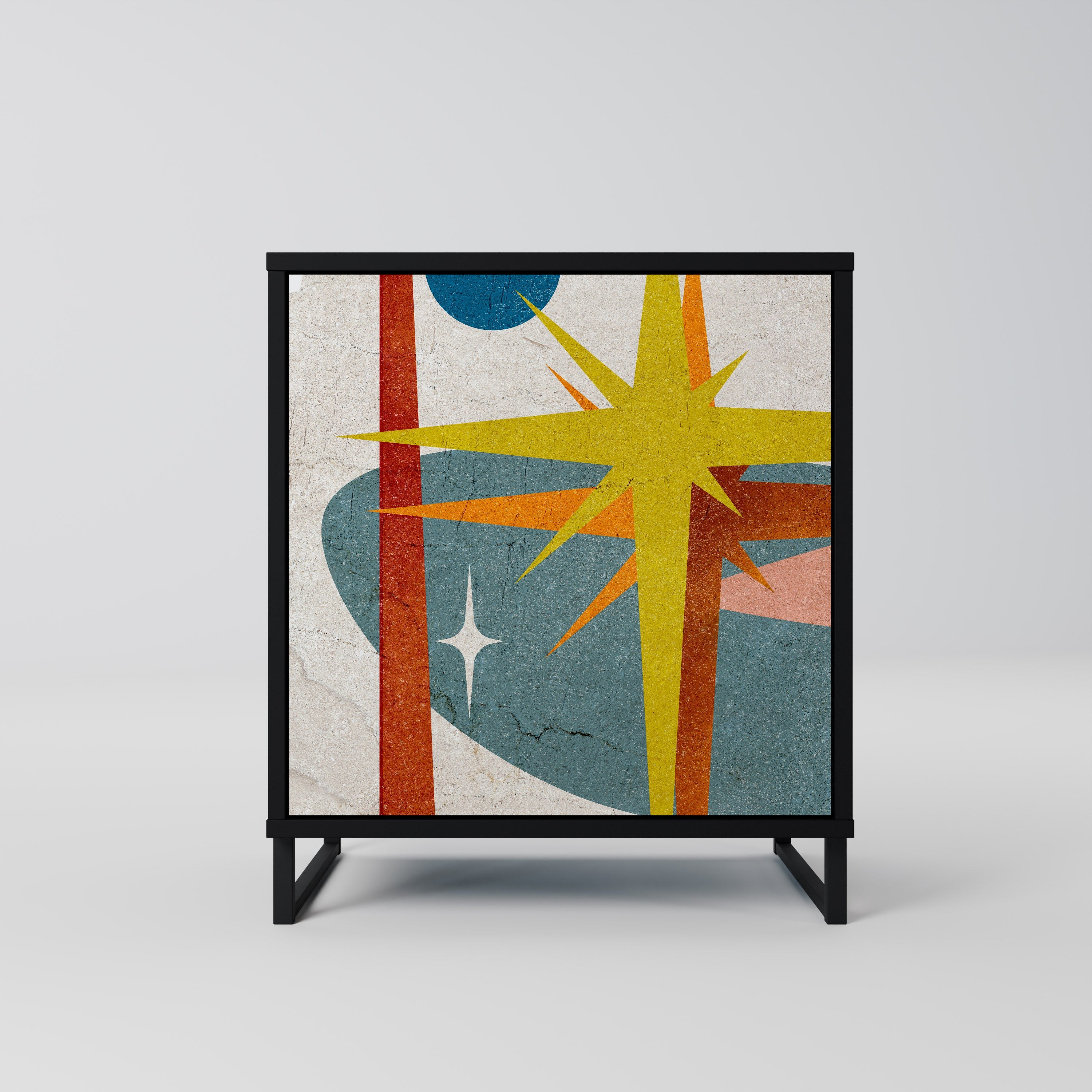 INTERSTELLAR VIBES Aparador de 1 Porta em Acabamento Preto