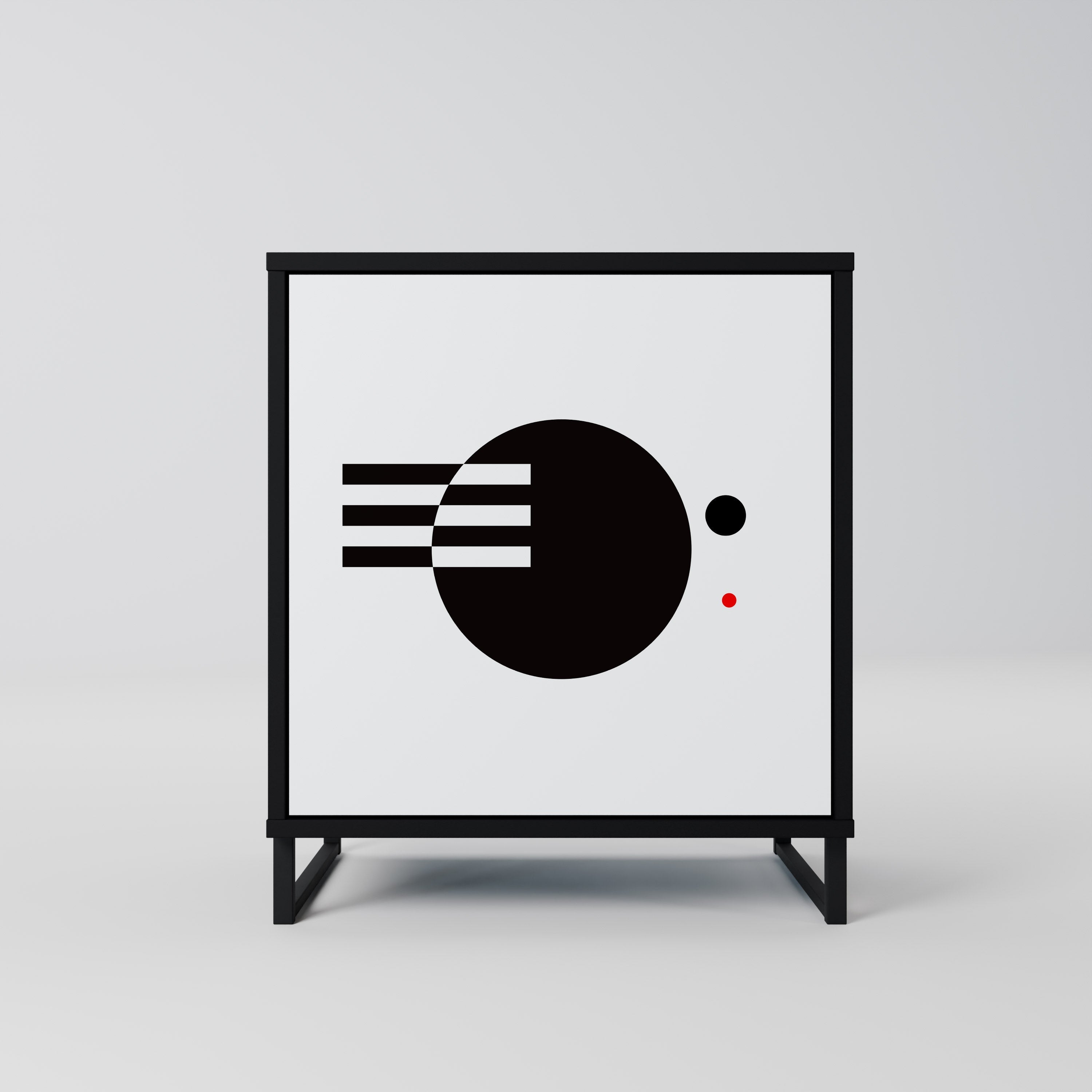 BLACK AND WHITE COMBINATION Aparador de 1 Porta em Acabamento Preto