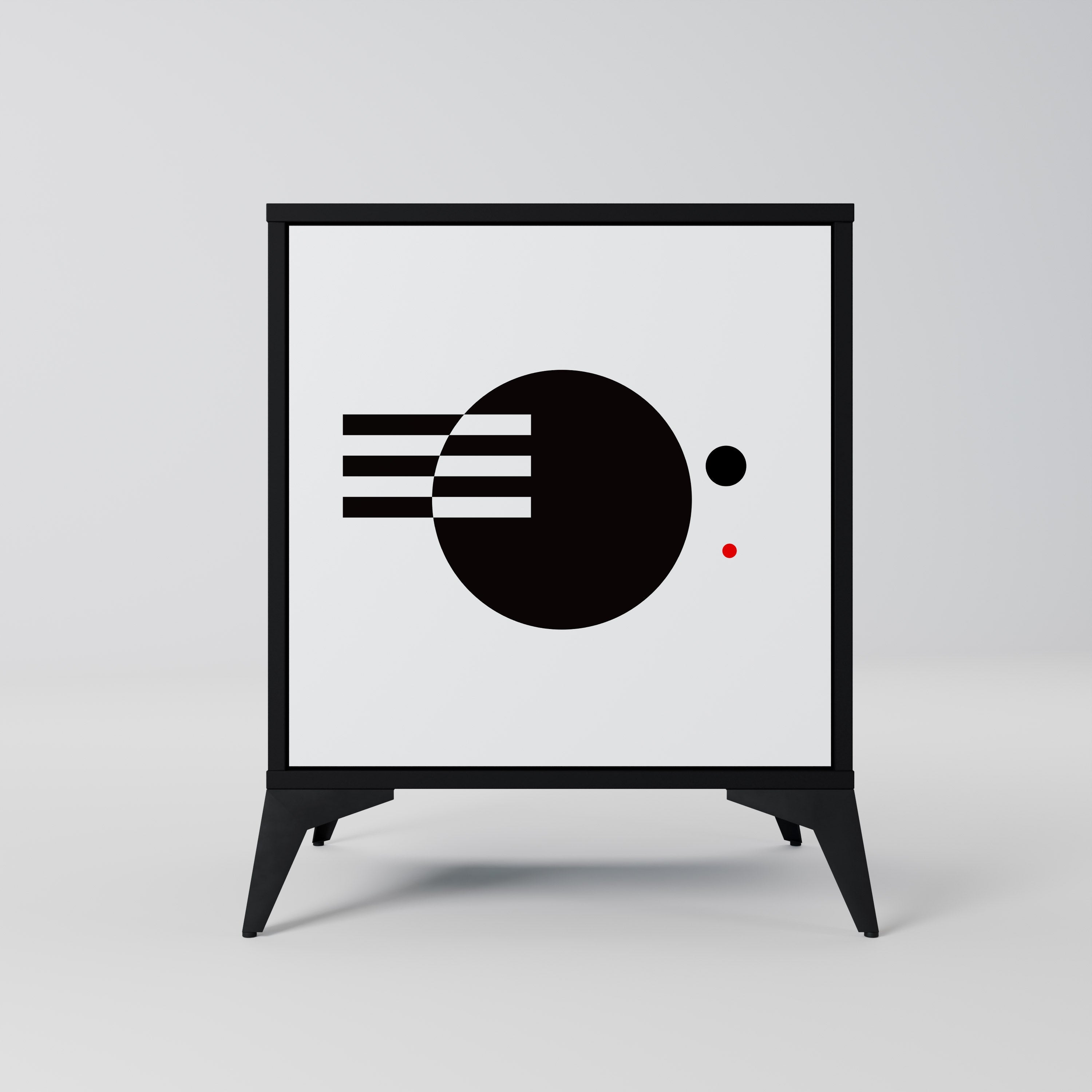 BLACK AND WHITE COMBINATION Aparador de 1 Porta em Acabamento Preto