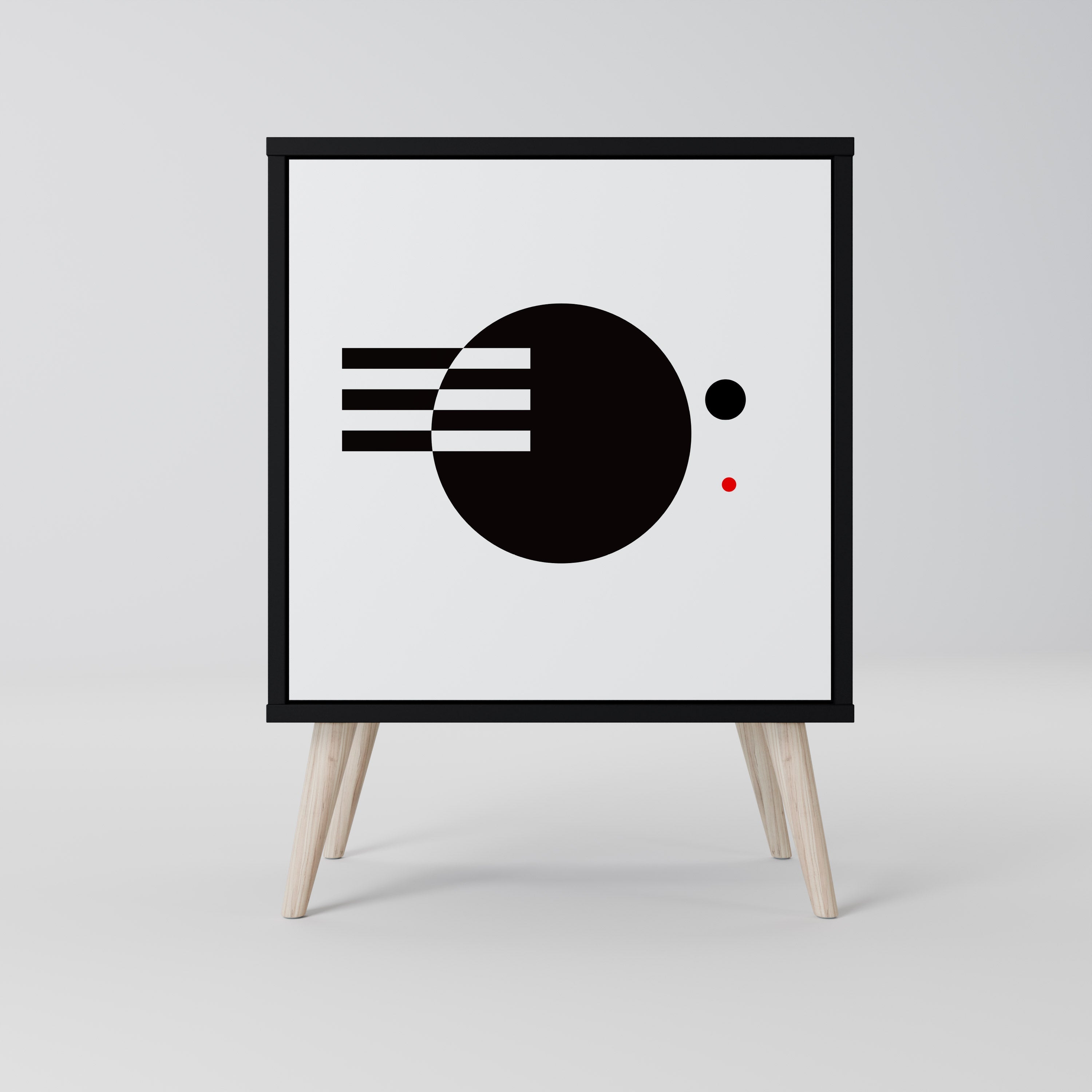 BLACK AND WHITE COMBINATION Aparador de 1 Porta em Acabamento Preto