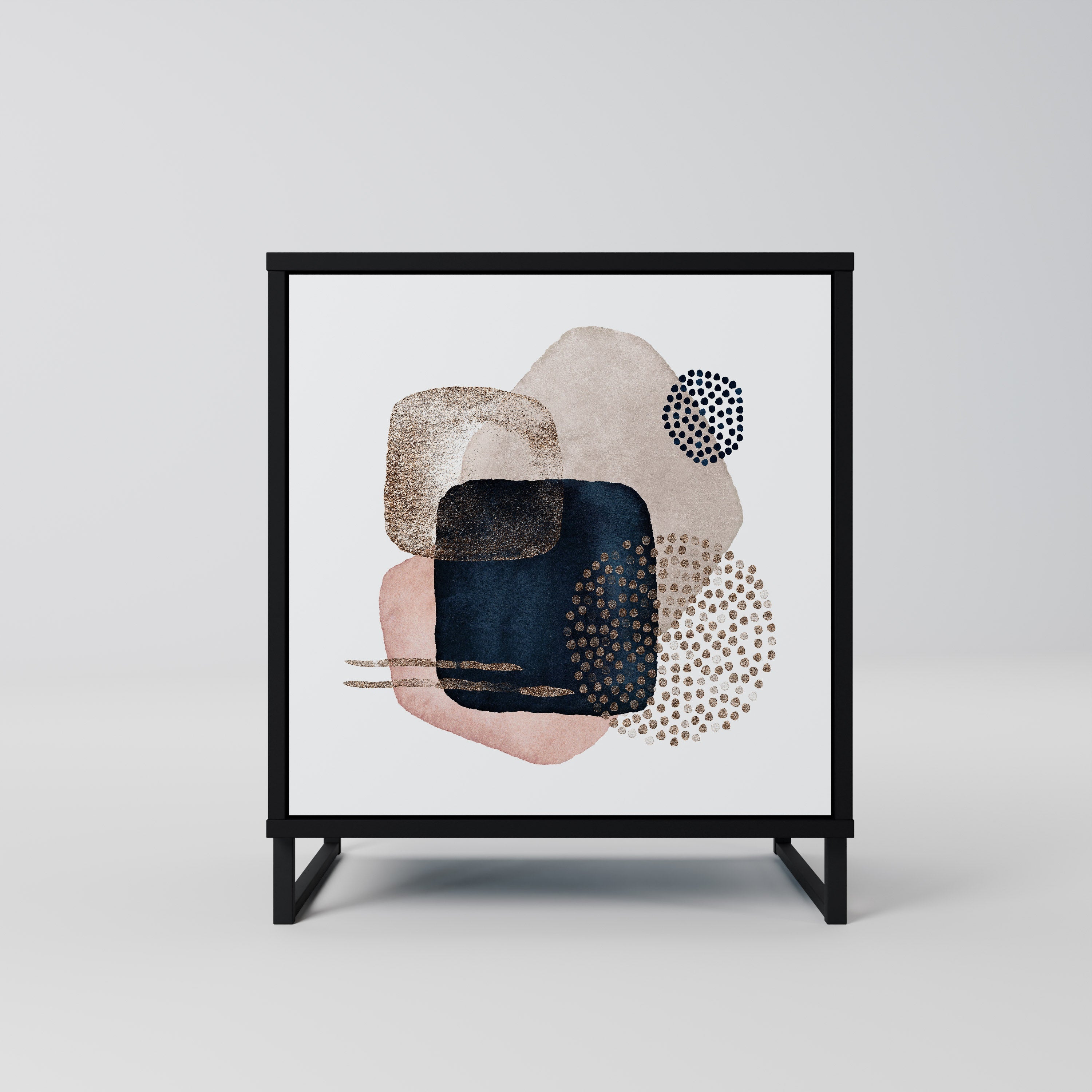 COLORFUL SHAPES Aparador de 1 Porta em Acabamento Preto