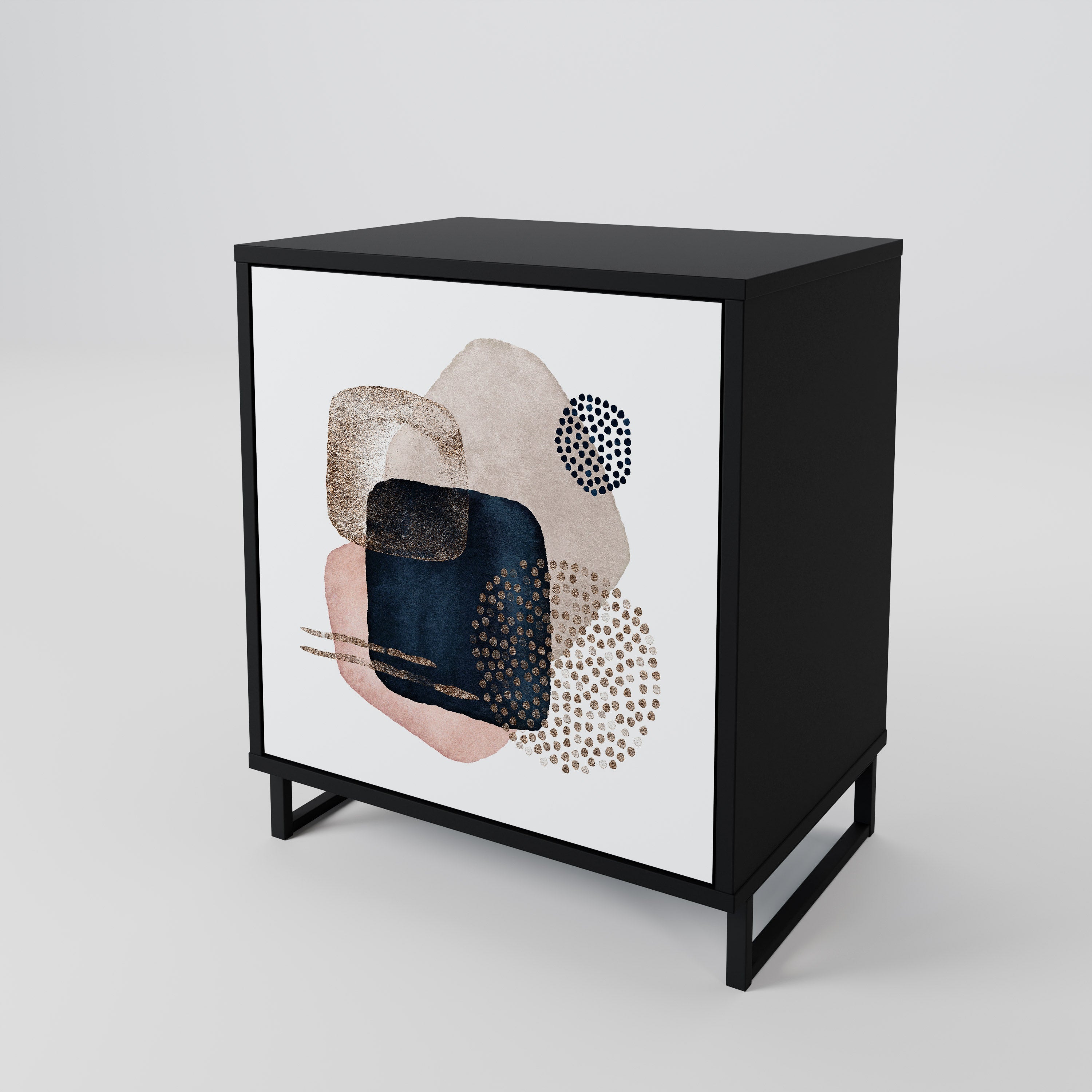 COLORFUL SHAPES Aparador de 1 Porta em Acabamento Preto