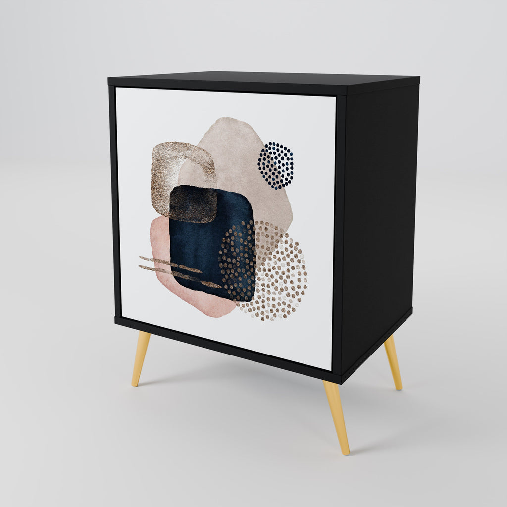 COLORFUL SHAPES Aparador de 1 Porta em Acabamento Preto