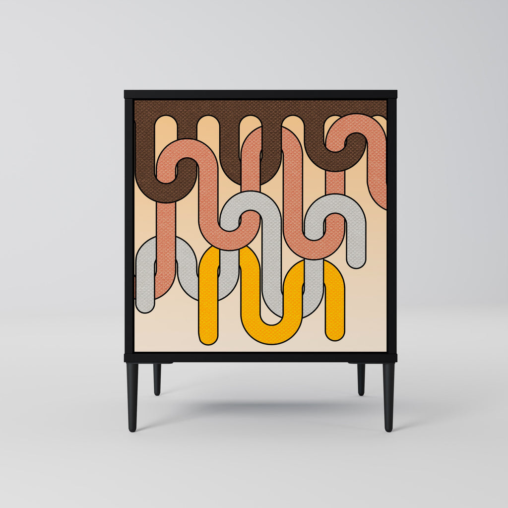 COLORFUL STRINGS Aparador de 1 Porta em Acabamento Preto