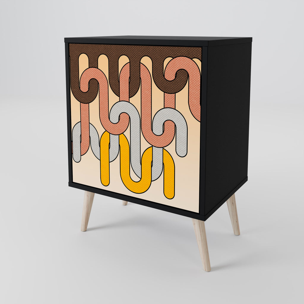 COLORFUL STRINGS Aparador de 1 Porta em Acabamento Preto