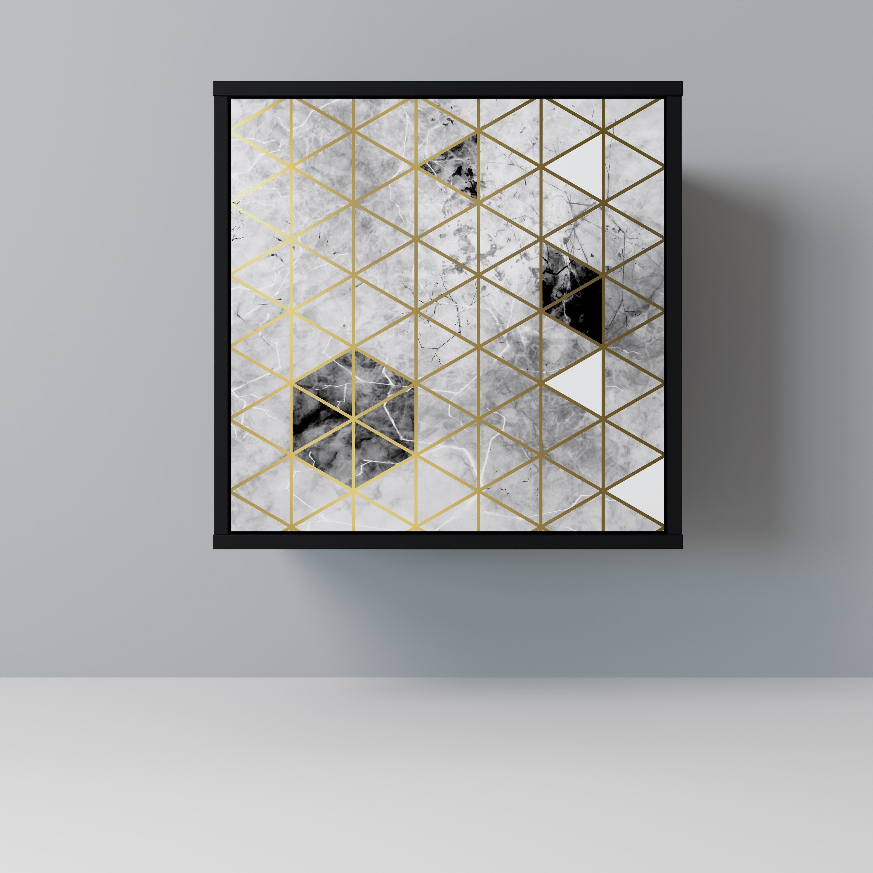 ASHEN ARIA Aparador de 1 Porta em Acabamento Preto