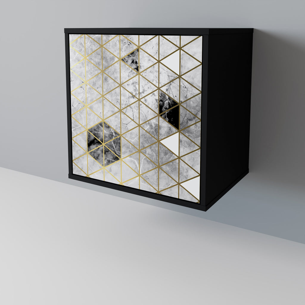 ASHEN ARIA Aparador de 1 Porta em Acabamento Preto