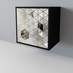 ASHEN ARIA Aparador de 1 Porta em Acabamento Preto