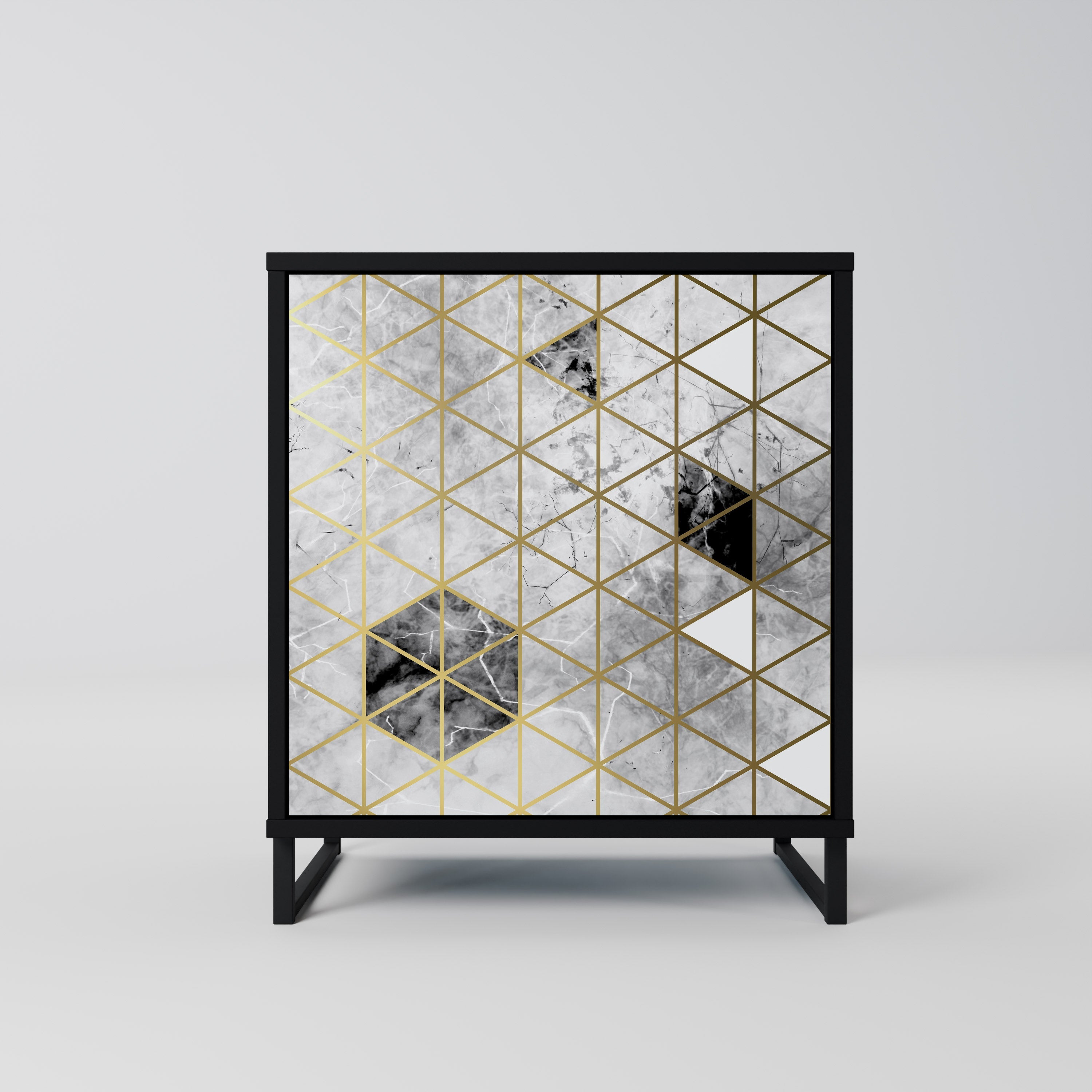 ASHEN ARIA Aparador de 1 Porta em Acabamento Preto