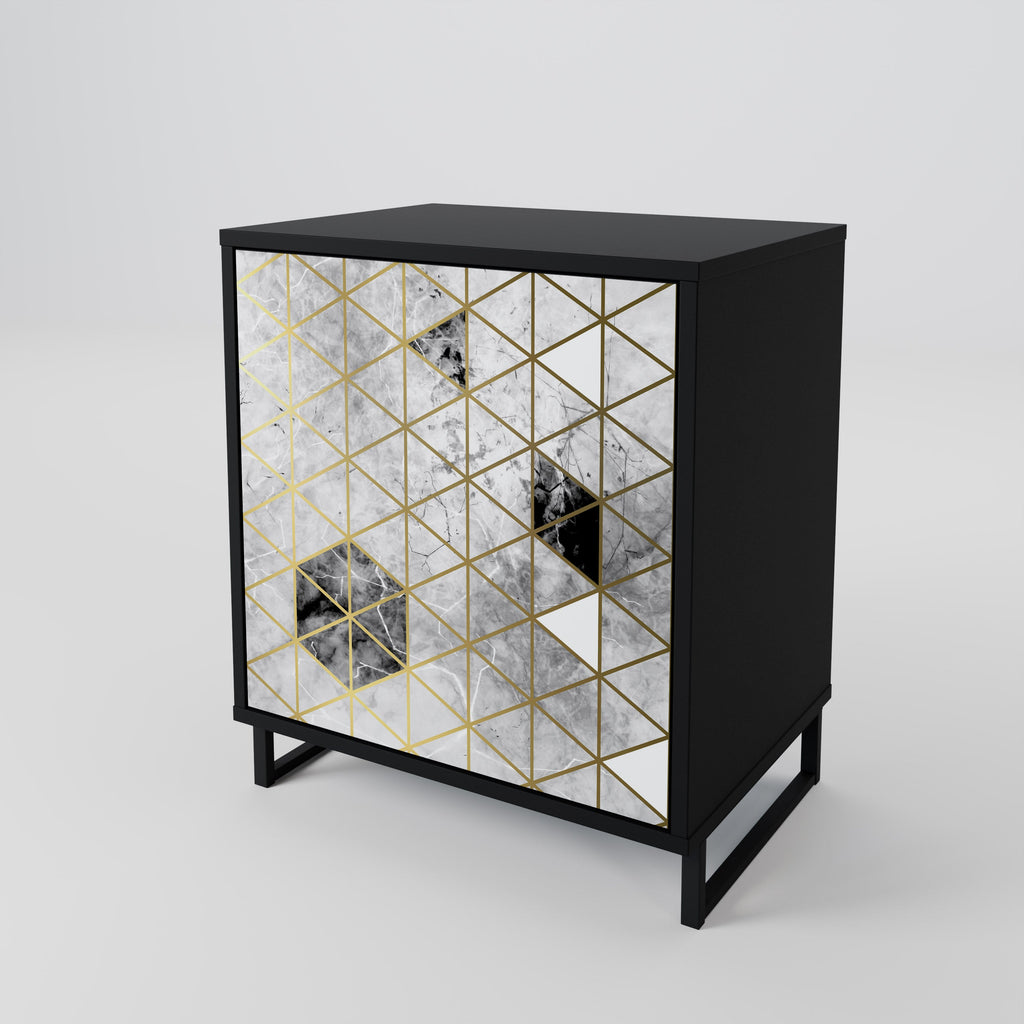 ASHEN ARIA Aparador de 1 Porta em Acabamento Preto