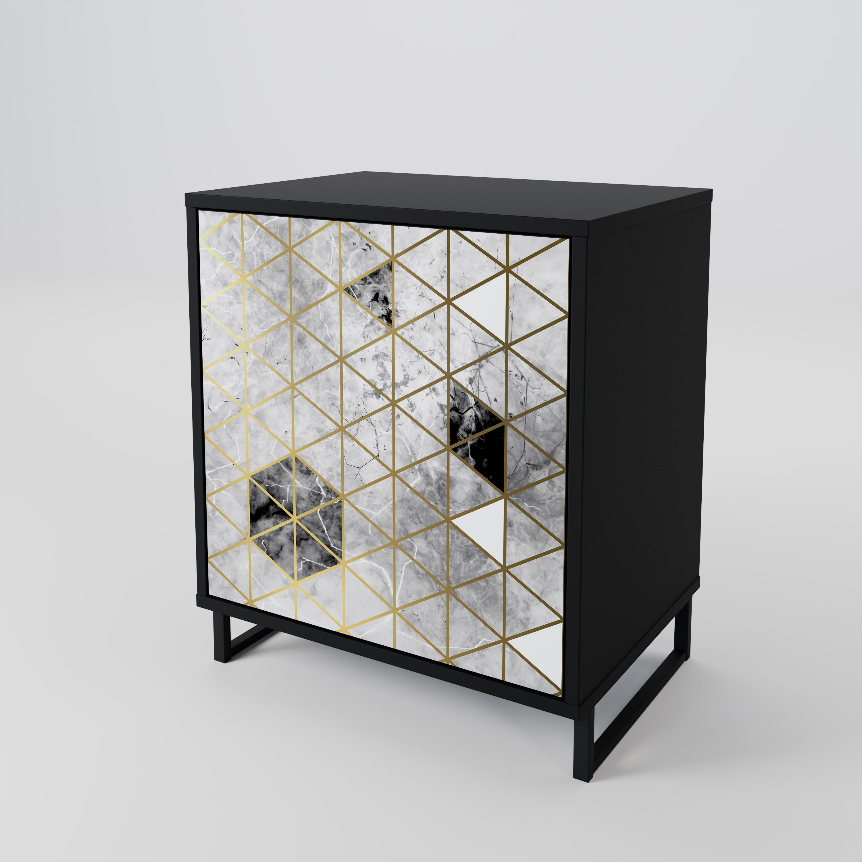 ASHEN ARIA Aparador de 1 Porta em Acabamento Preto