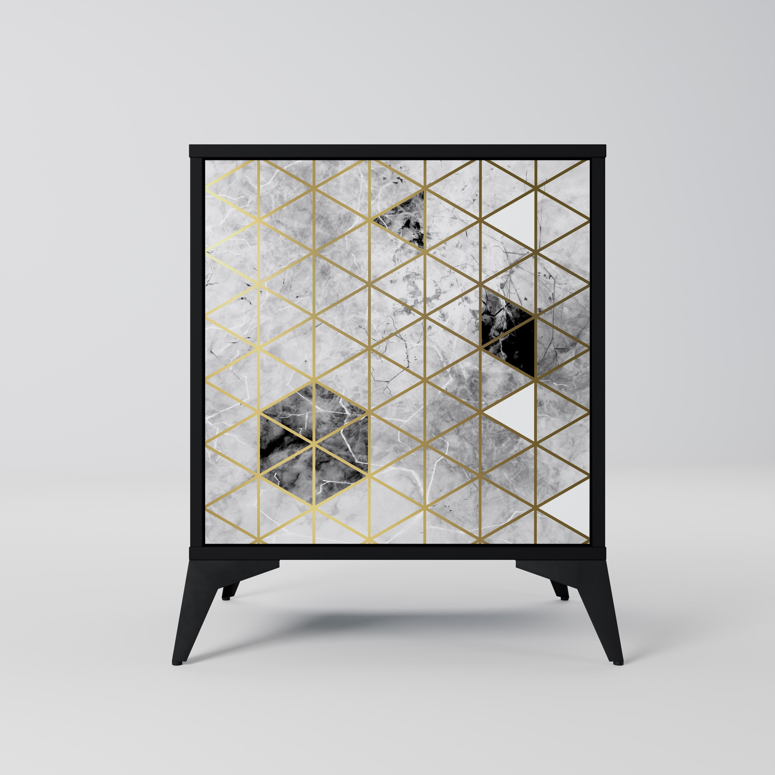 ASHEN ARIA Aparador de 1 Porta em Acabamento Preto