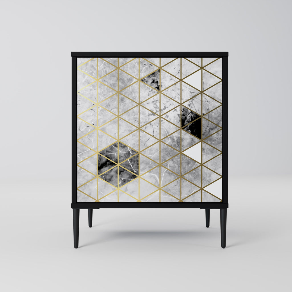 ASHEN ARIA Aparador de 1 Porta em Acabamento Preto