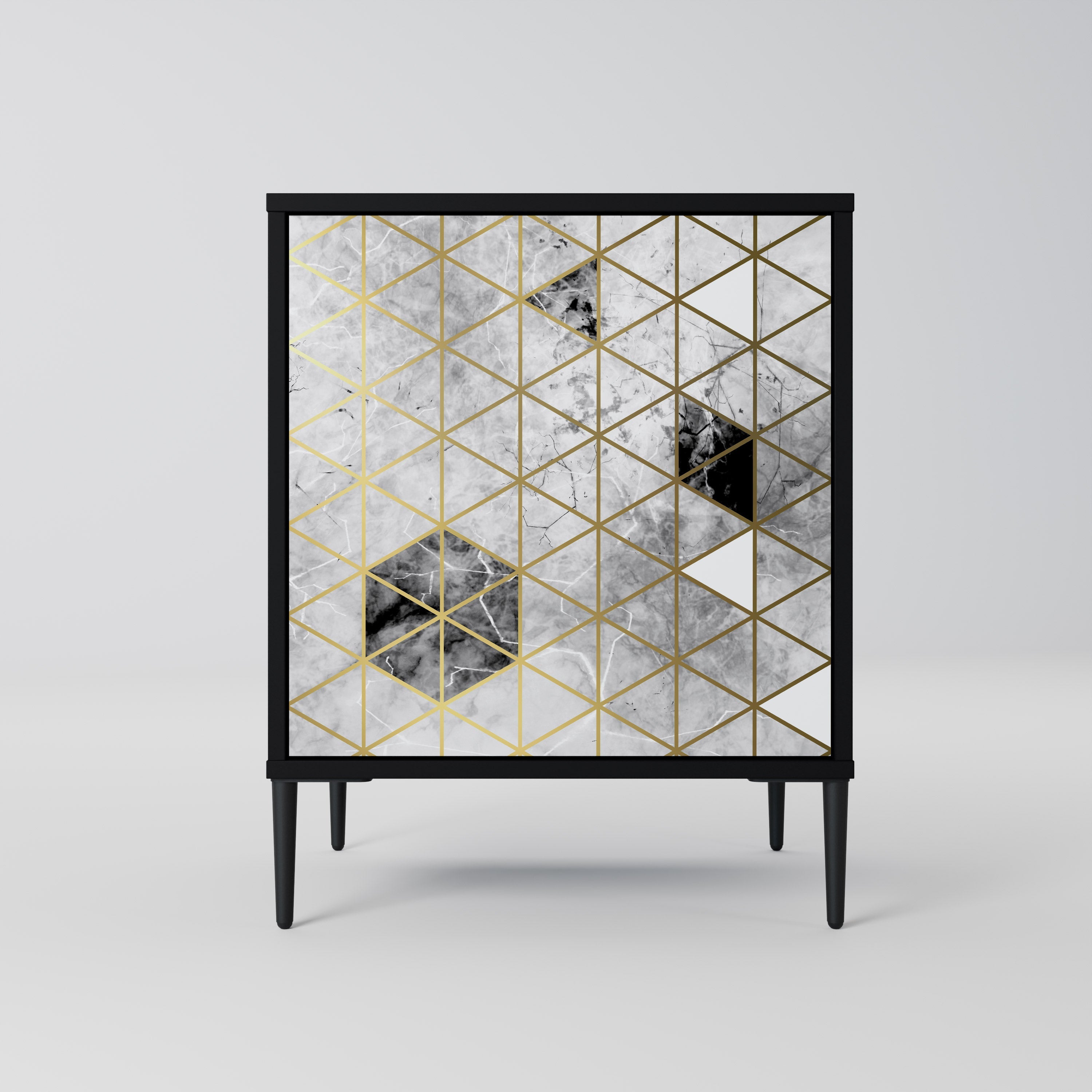 ASHEN ARIA Aparador de 1 Porta em Acabamento Preto