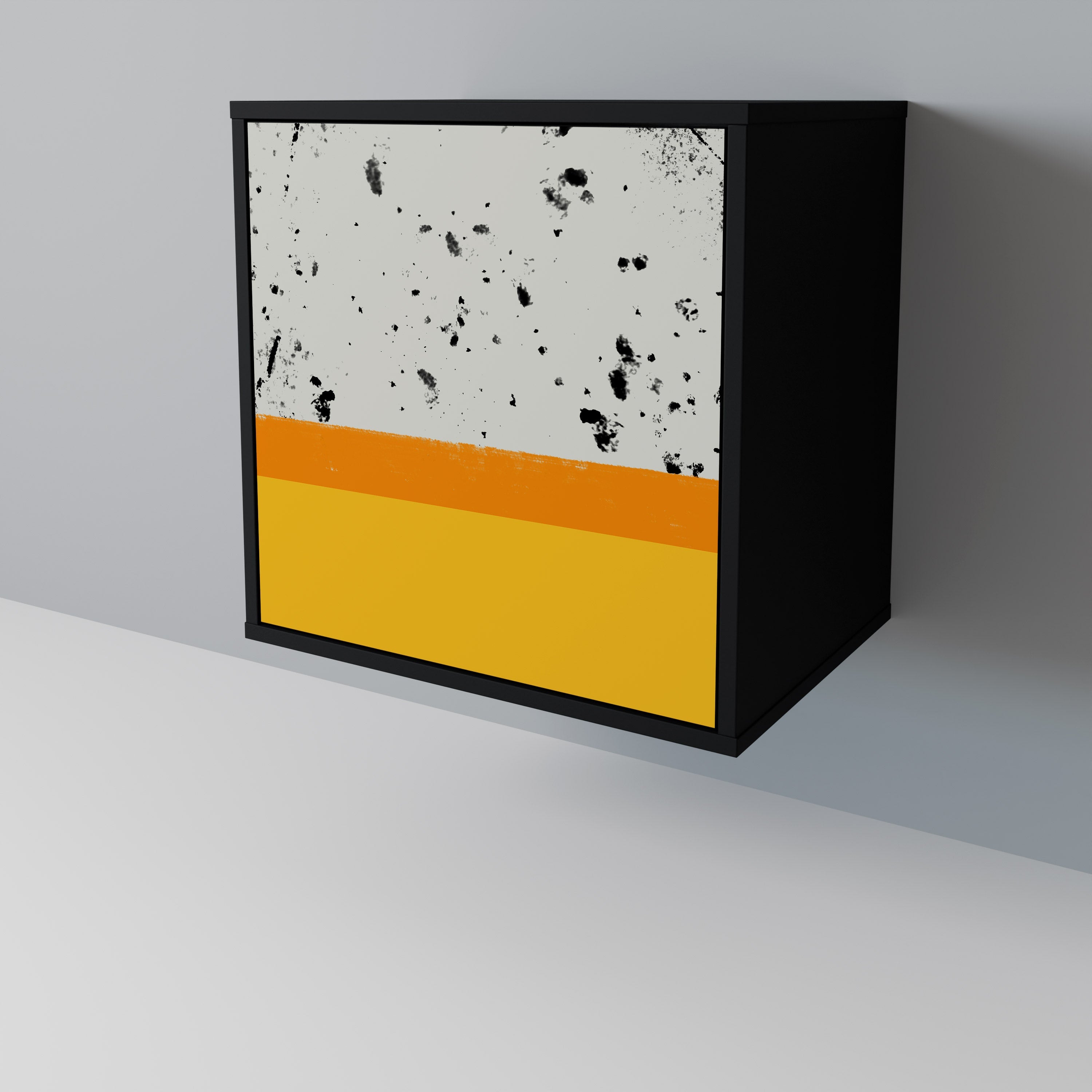 DYED BY ORANGE 1-Door Sideboard in Black Finish