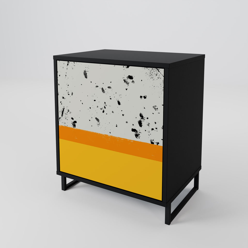 DYED BY ORANGE 1-Door Sideboard in Black Finish