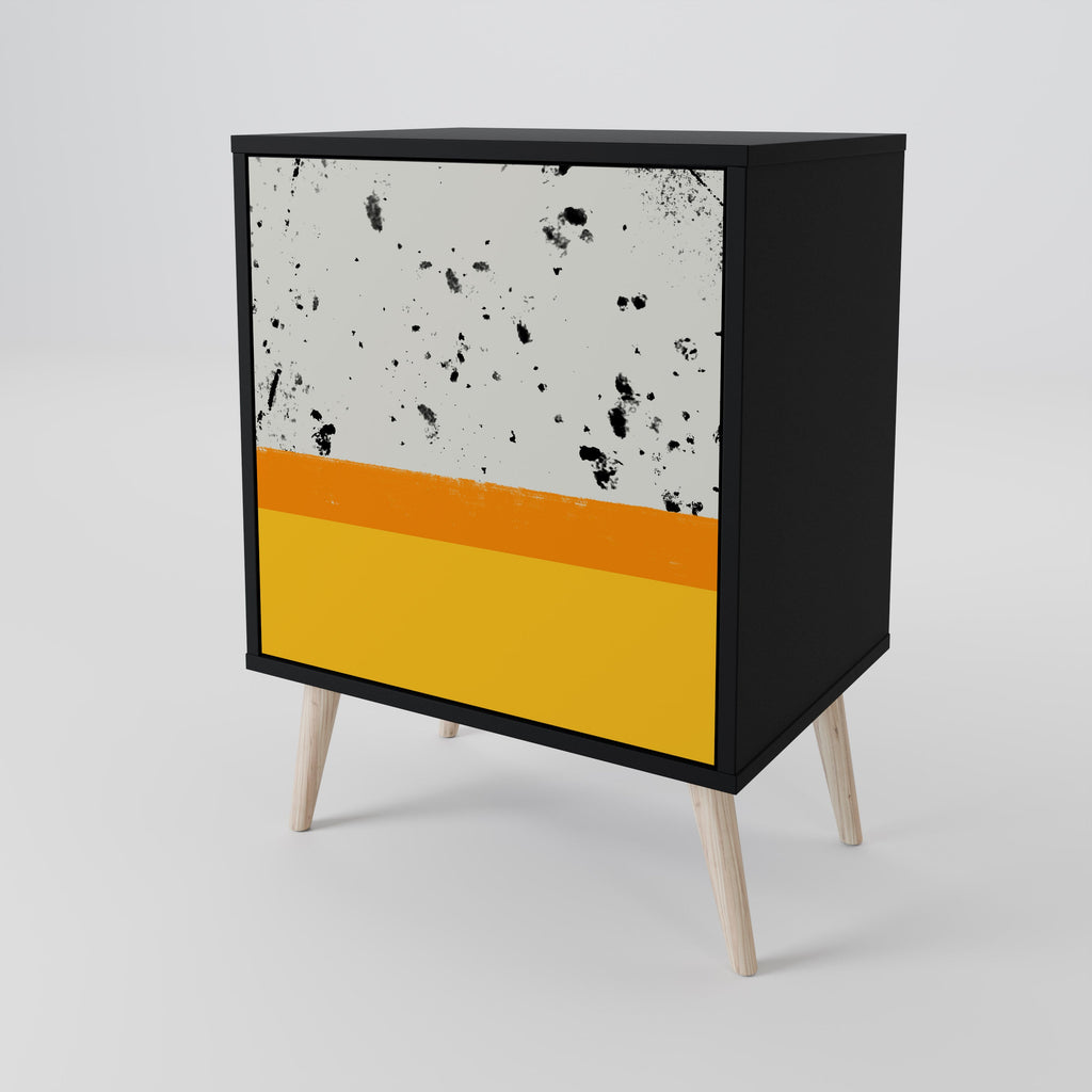 DYED BY ORANGE 1-Door Sideboard in Black Finish