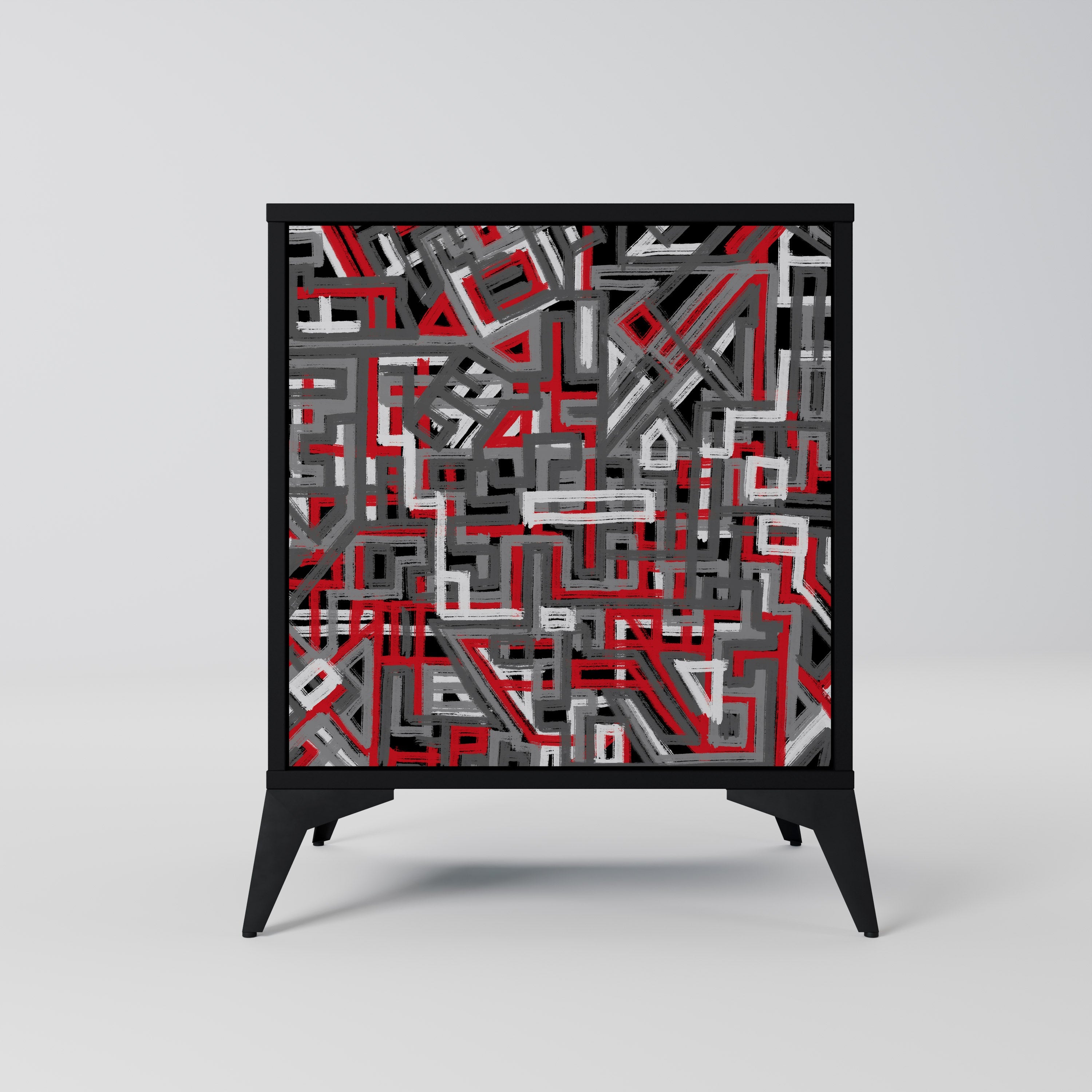 BROKEN LINES Aparador de 1 Porta em Acabamento Preto