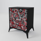 BROKEN LINES 1-Door Sideboard in Black Finish
