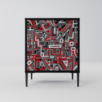 BROKEN LINES 1-Door Sideboard in Black Finish