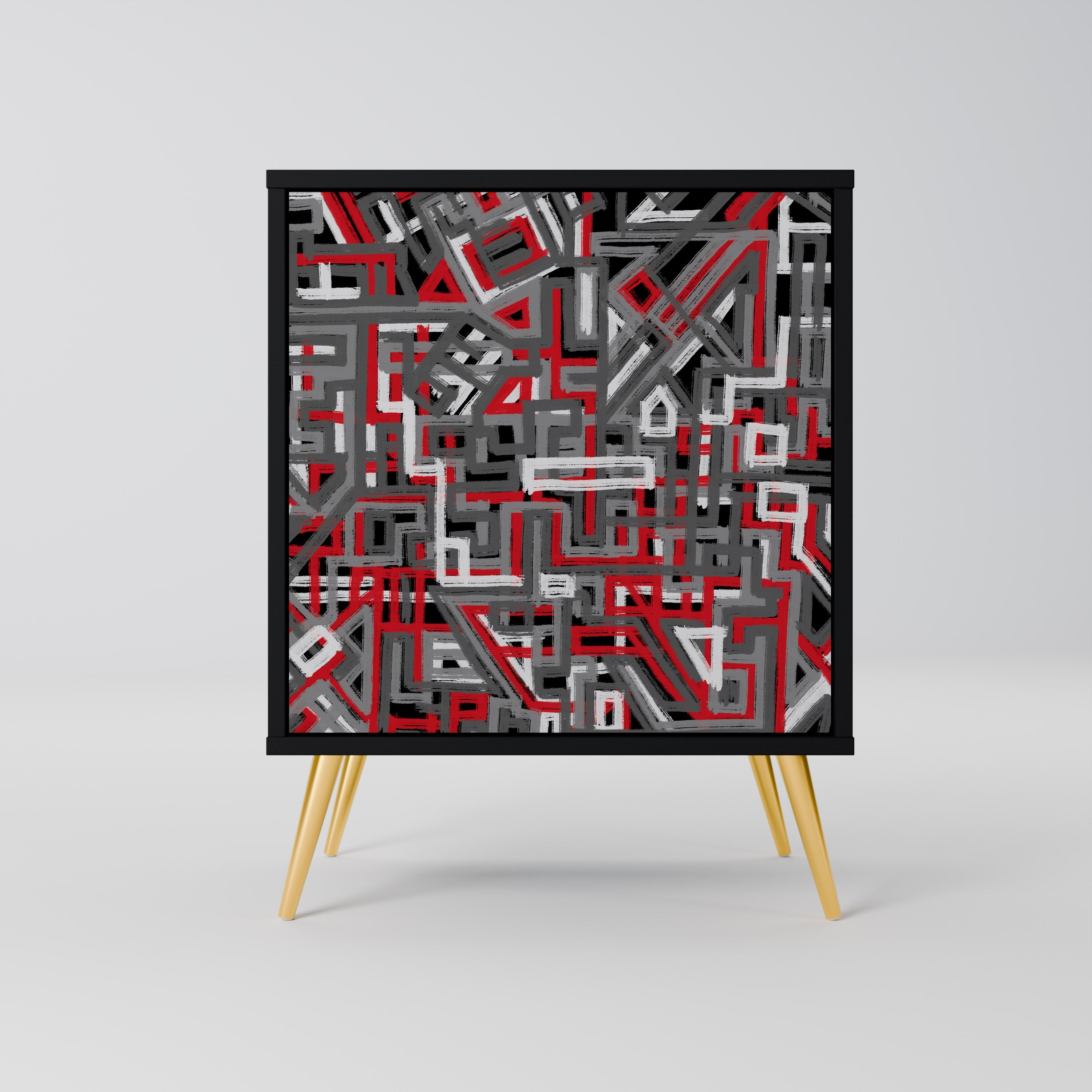 BROKEN LINES Aparador de 1 Porta em Acabamento Preto