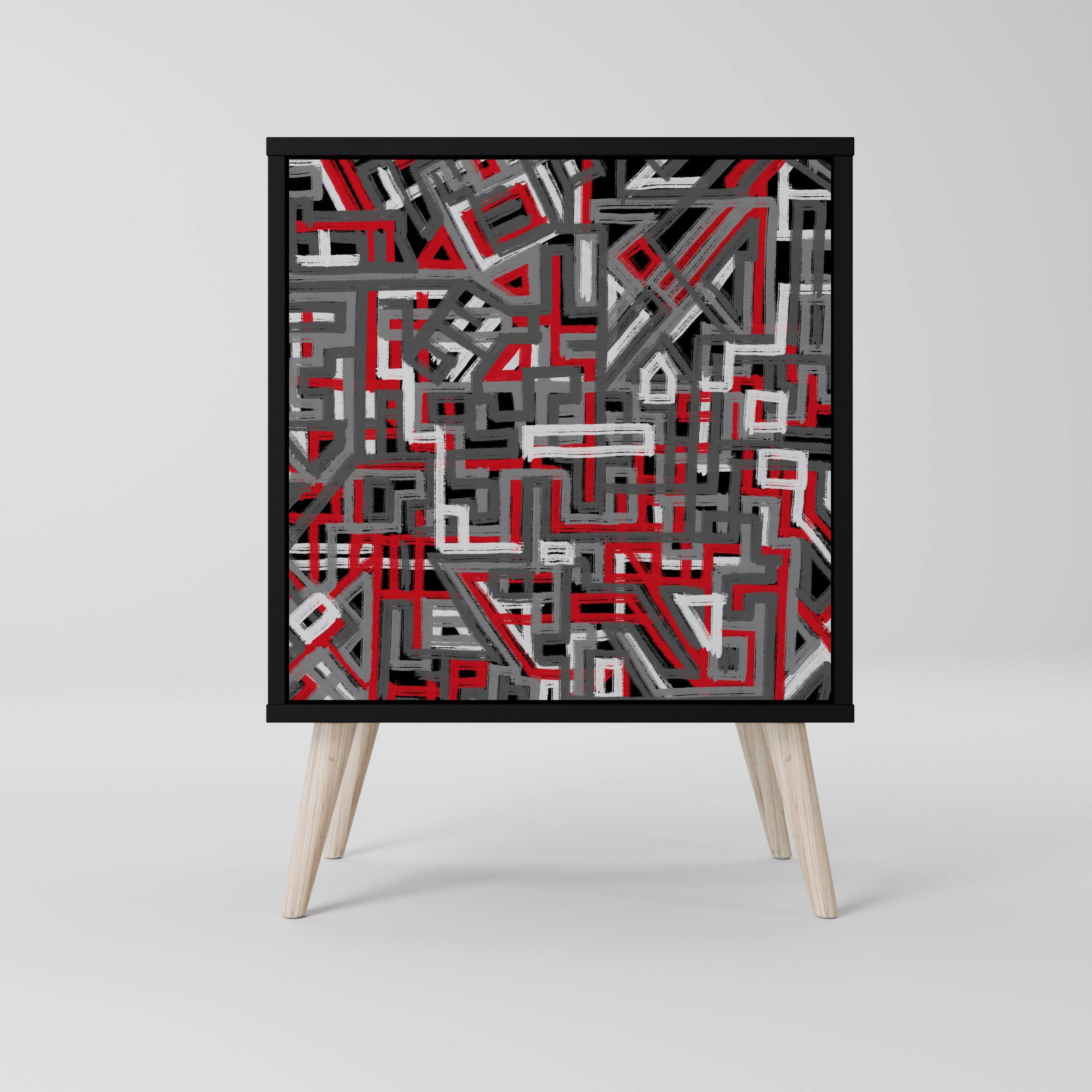 BROKEN LINES Aparador de 1 Porta em Acabamento Preto