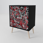 BROKEN LINES 1-Door Sideboard in Black Finish