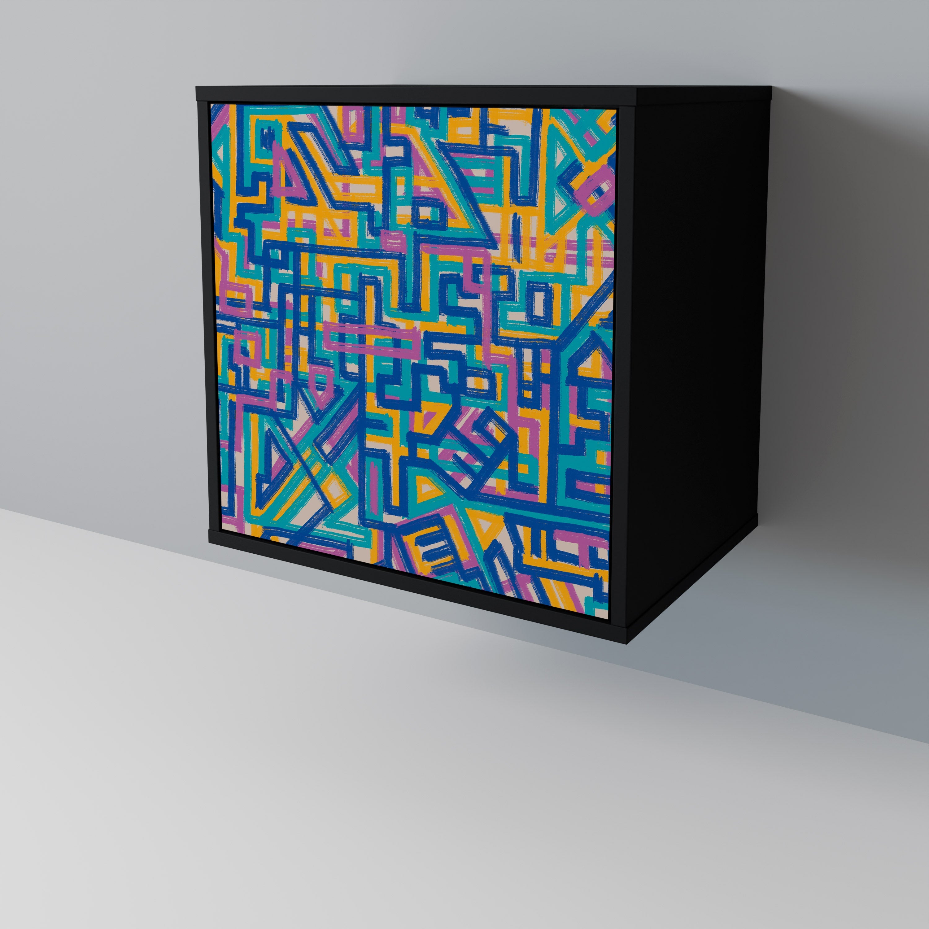 MEMORIES MAP Aparador de 1 Porta em Acabamento Preto