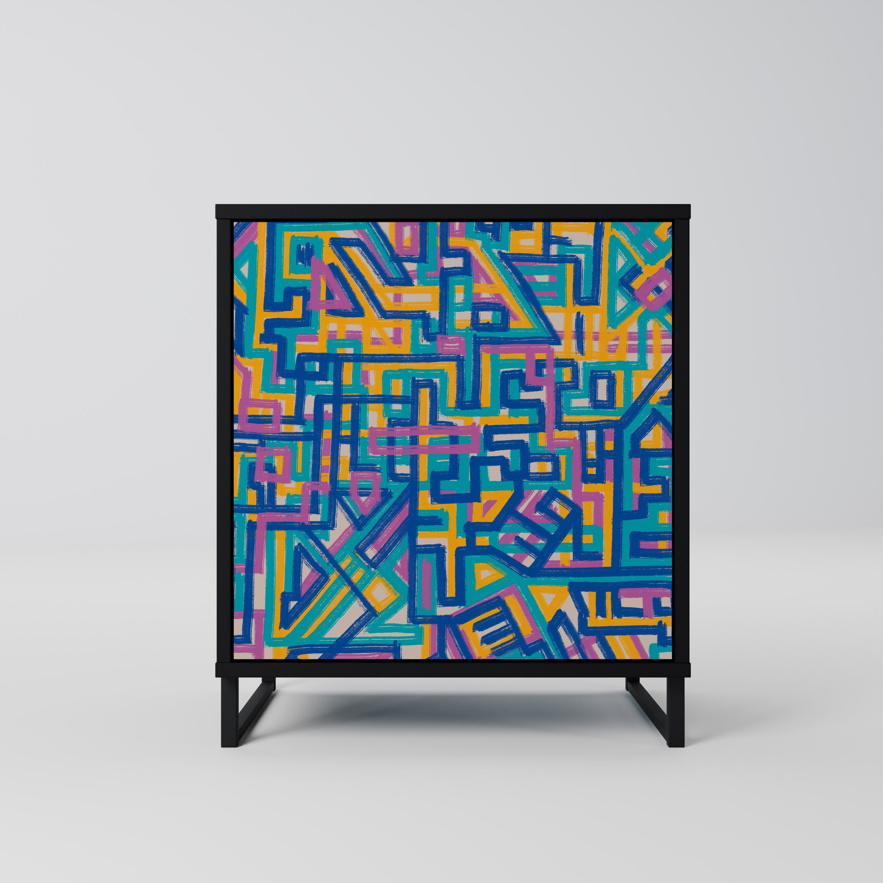 MEMORIES MAP Aparador de 1 Porta em Acabamento Preto