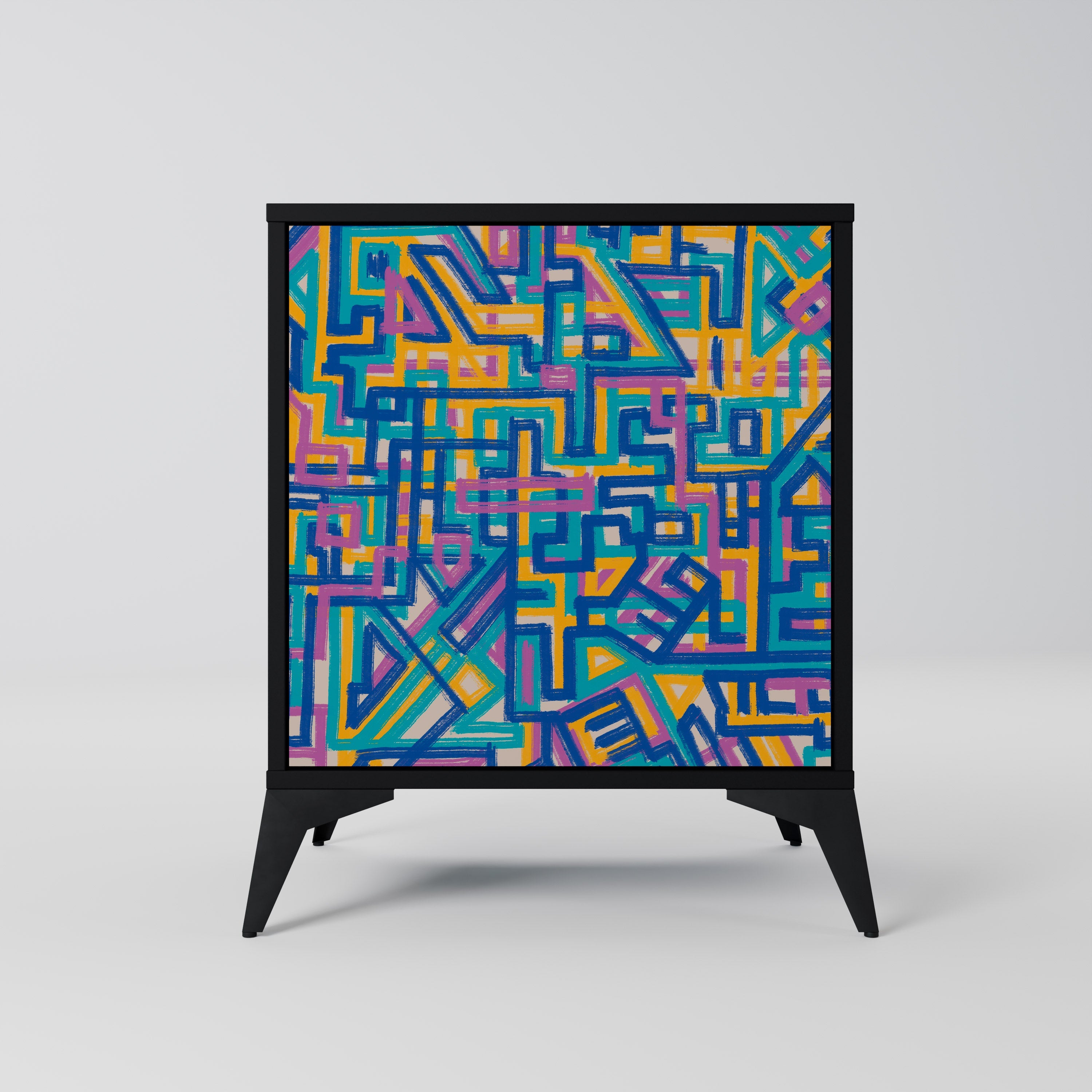 MEMORIES MAP Aparador de 1 Porta em Acabamento Preto