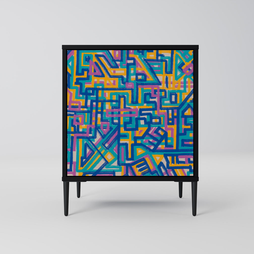 MEMORIES MAP Aparador de 1 Porta em Acabamento Preto