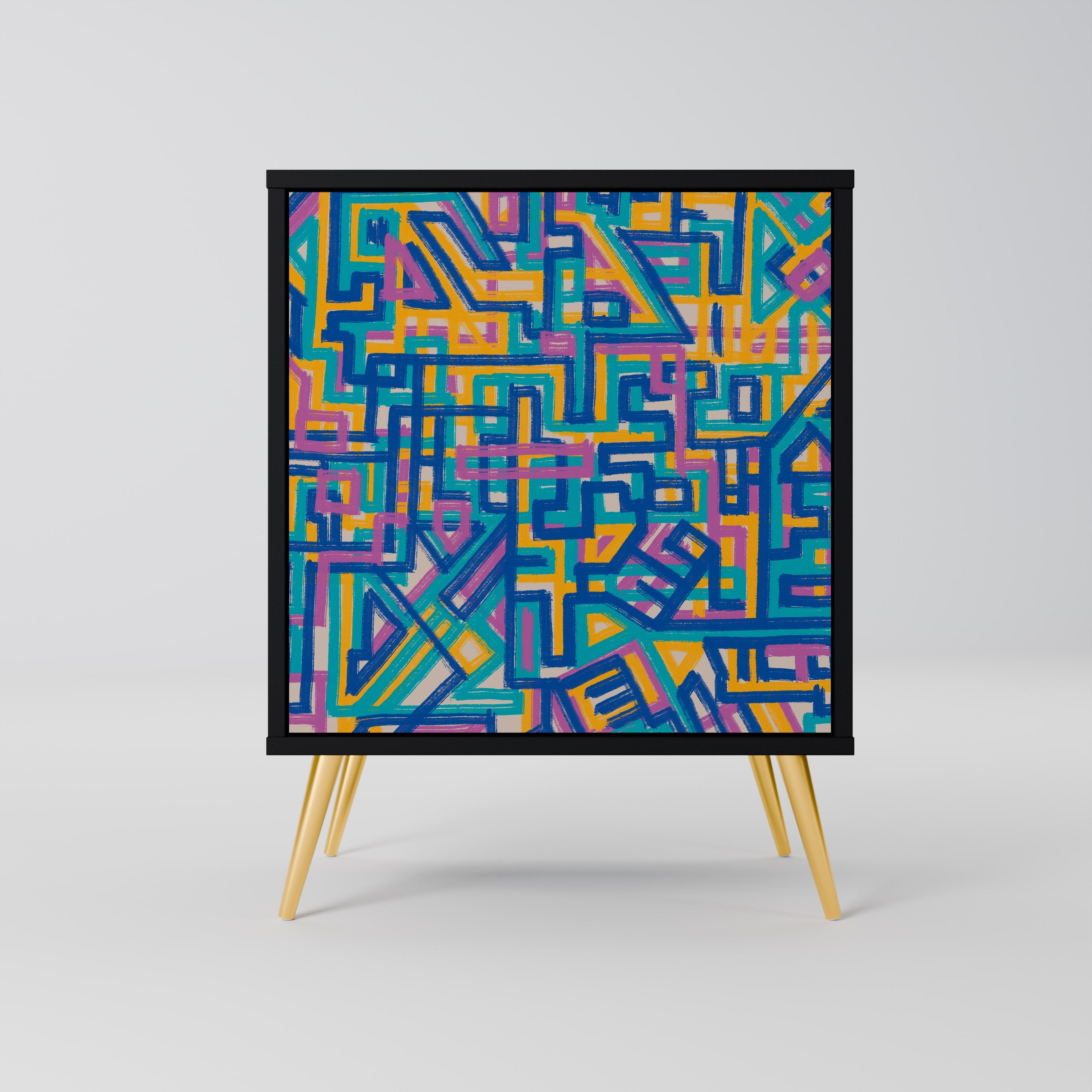 MEMORIES MAP Aparador de 1 Porta em Acabamento Preto