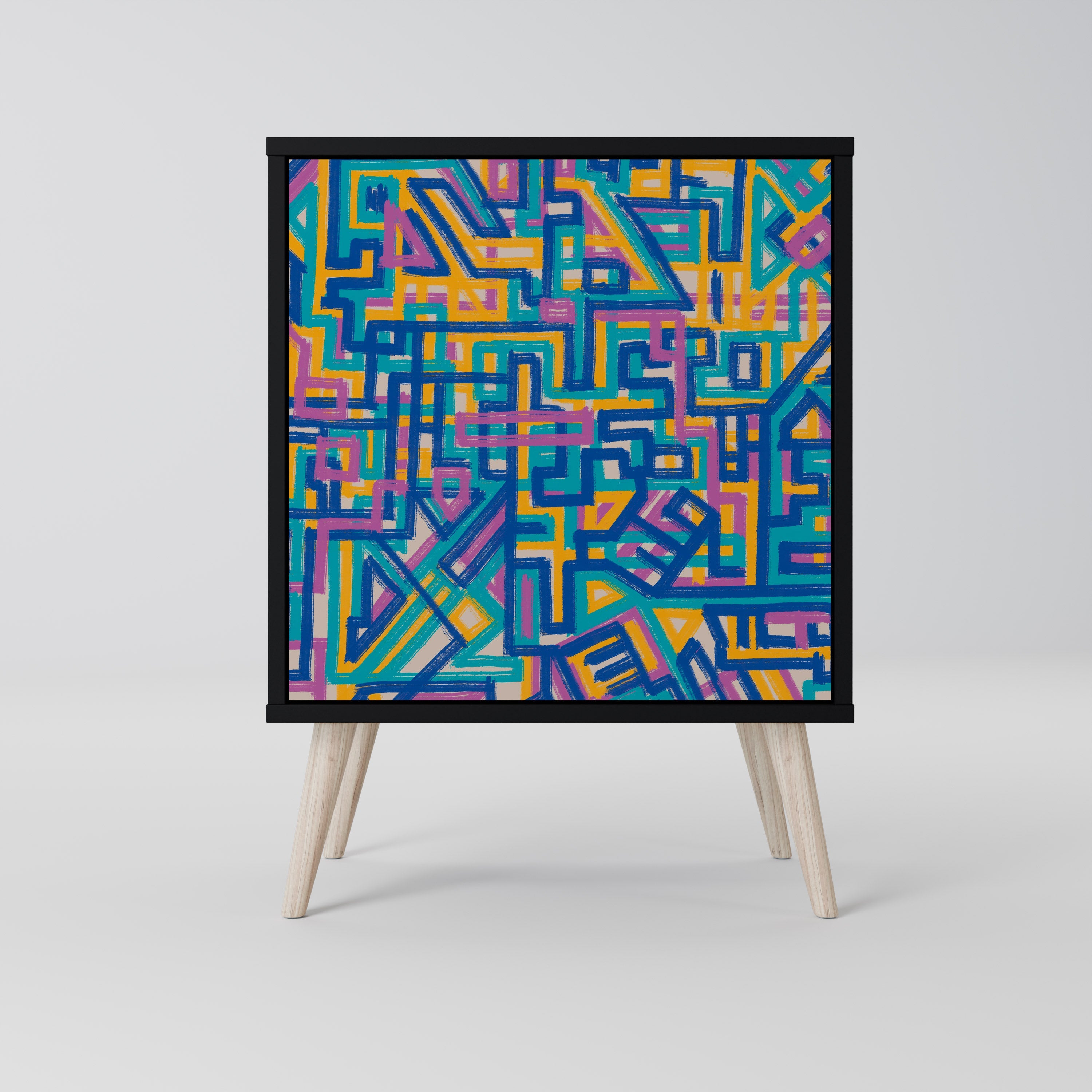 MEMORIES MAP Aparador de 1 Porta em Acabamento Preto