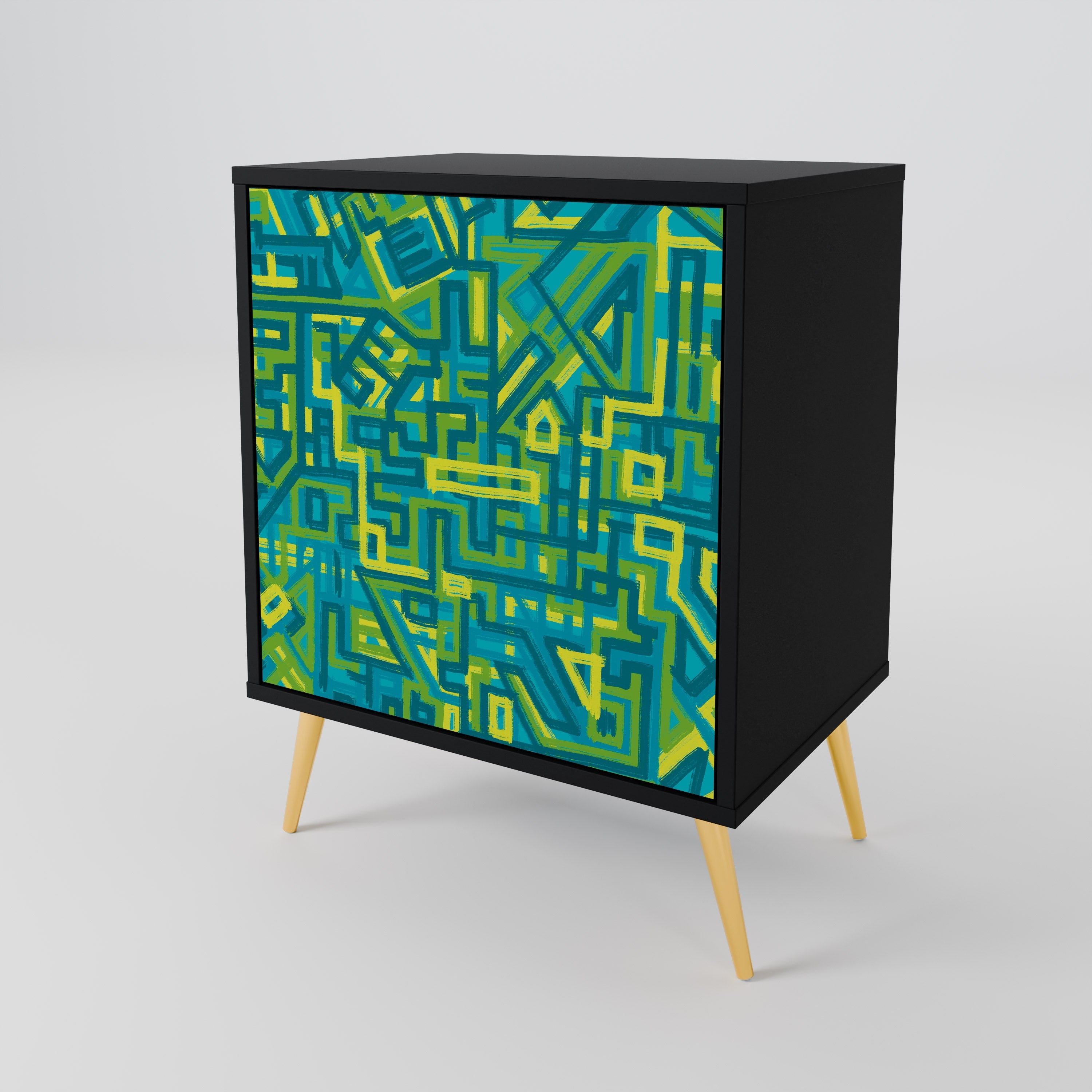 NOSTALGIC MEMORIES Aparador de 1 Porta em Acabamento Preto