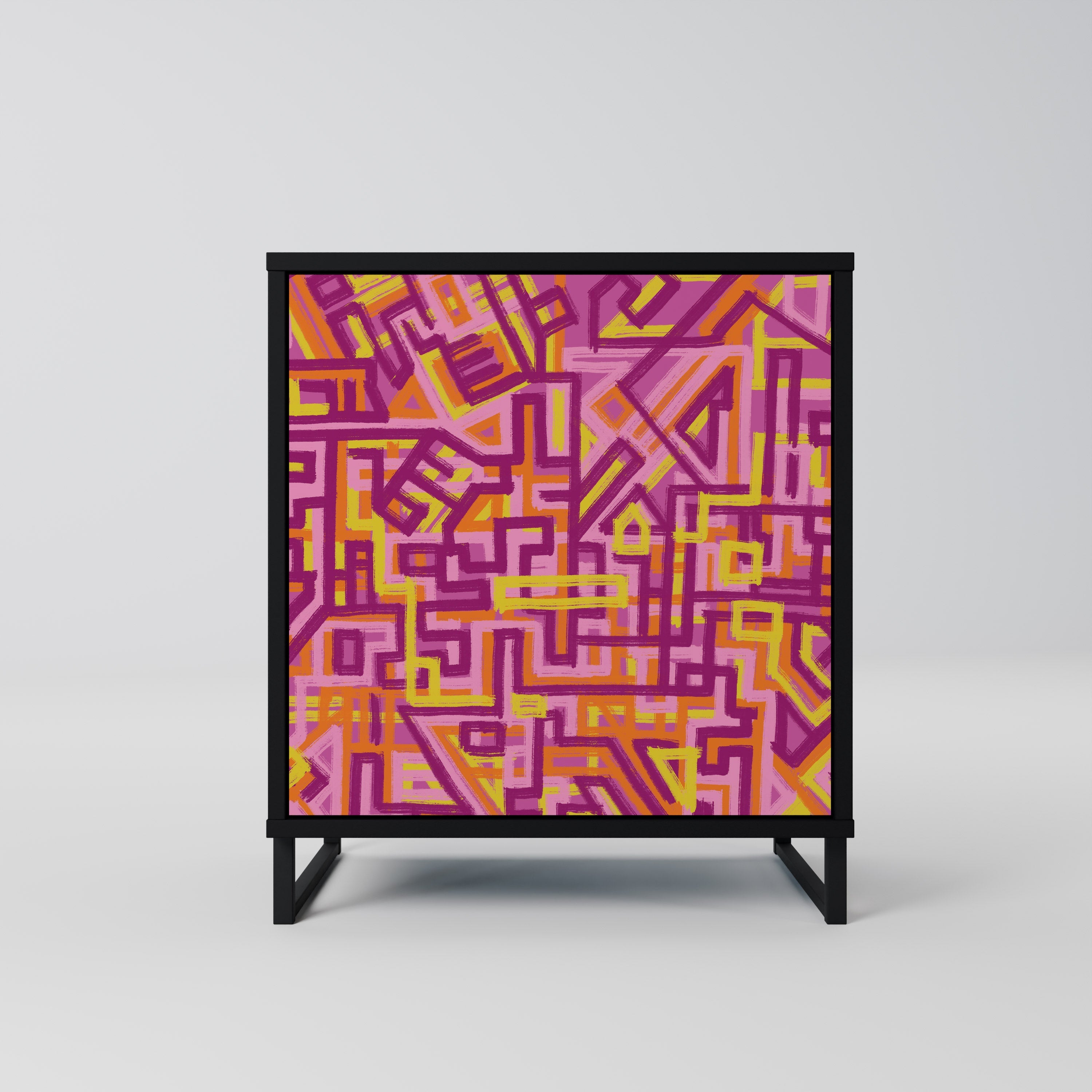 LOVELY MEMORIES Aparador de 1 Porta em Acabamento Preto