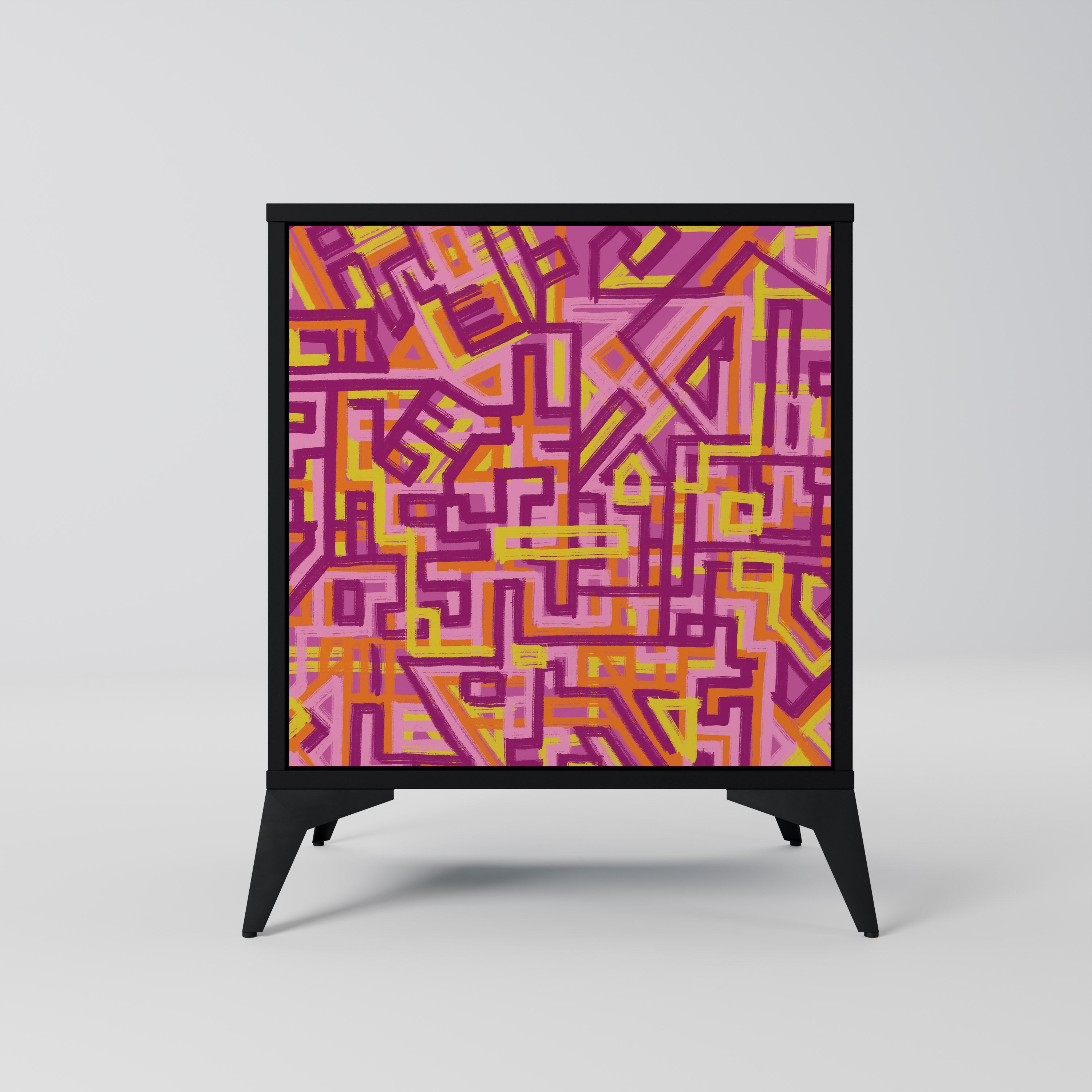 LOVELY MEMORIES Aparador de 1 Porta em Acabamento Preto