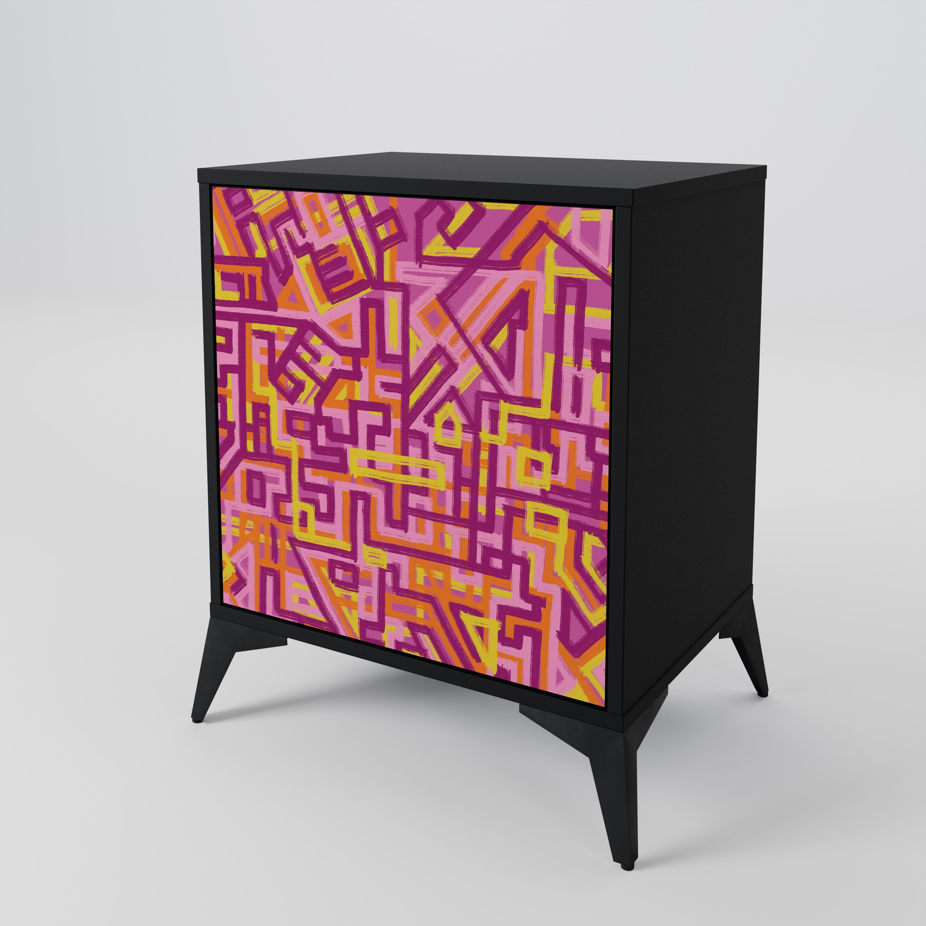 LOVELY MEMORIES Aparador de 1 Porta em Acabamento Preto