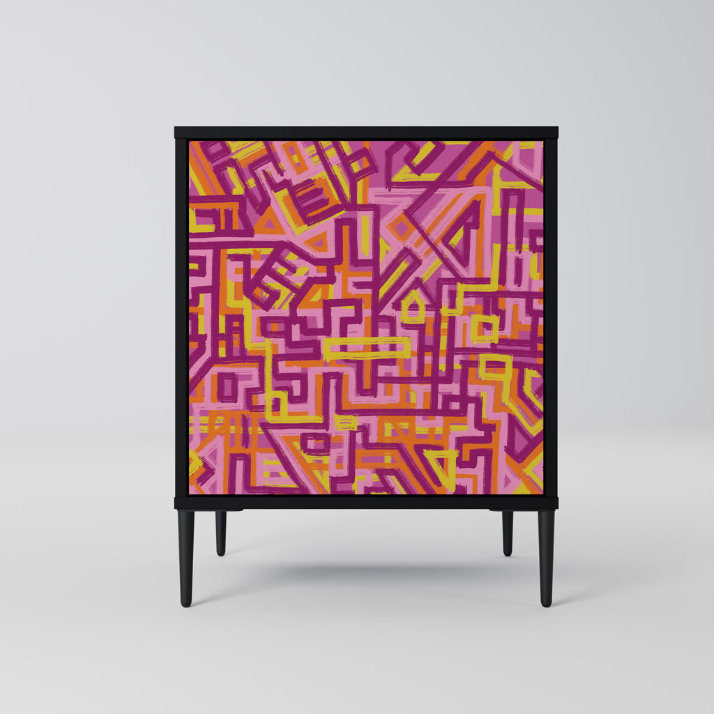 LOVELY MEMORIES Aparador de 1 Porta em Acabamento Preto