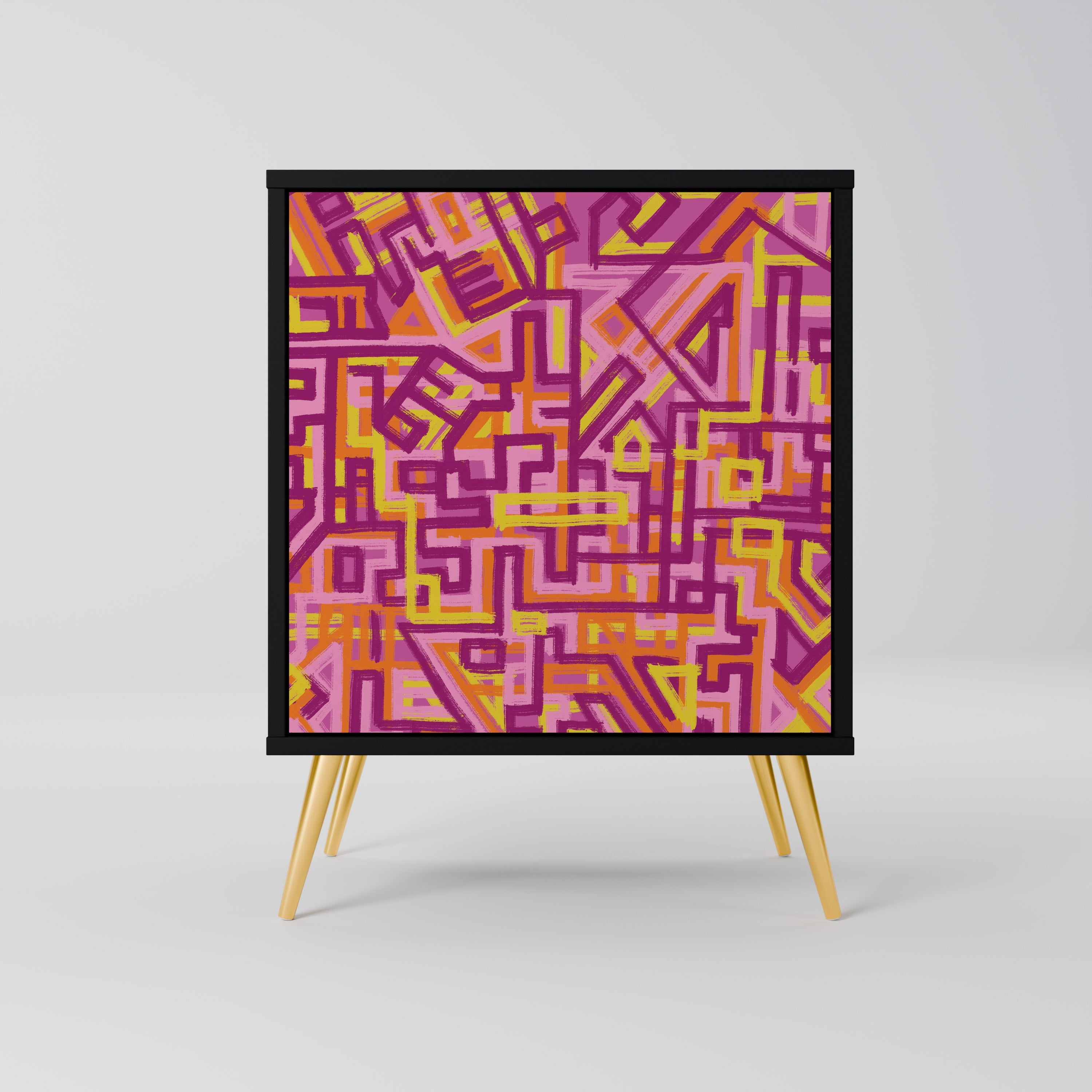 LOVELY MEMORIES Aparador de 1 Porta em Acabamento Preto