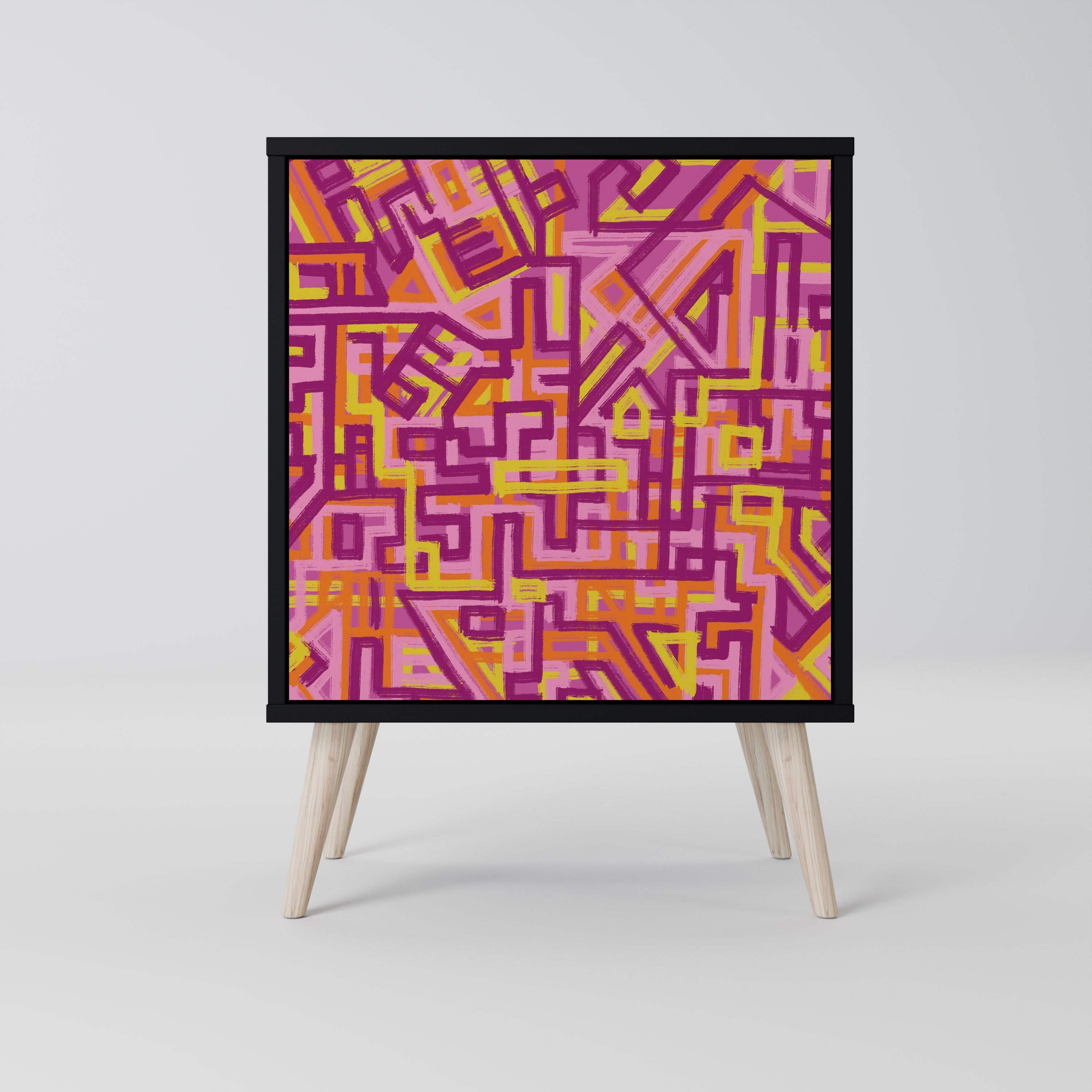 LOVELY MEMORIES Aparador de 1 Porta em Acabamento Preto