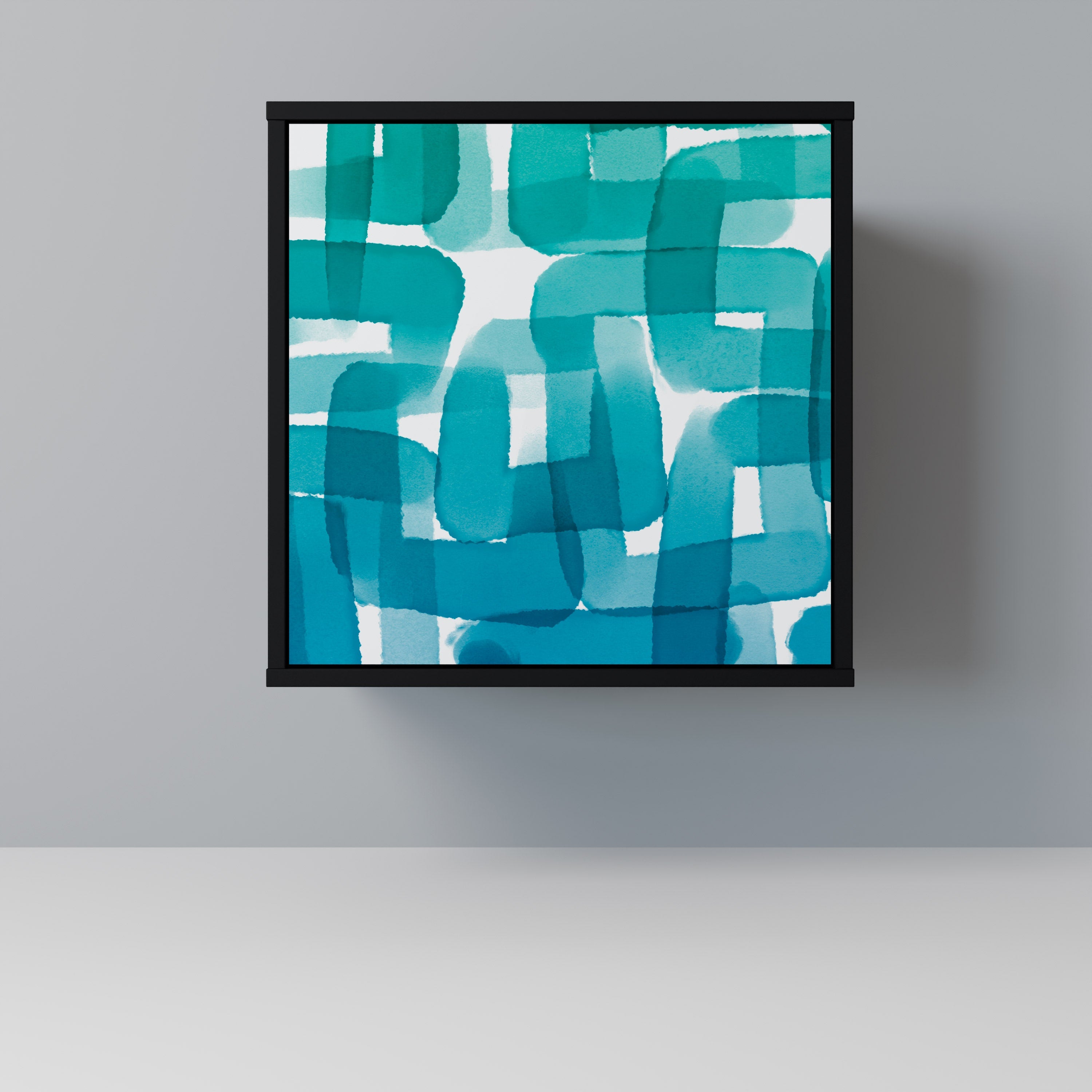 TURQUOISE RECTANGLES Aparador de 1 Porta em Acabamento Preto